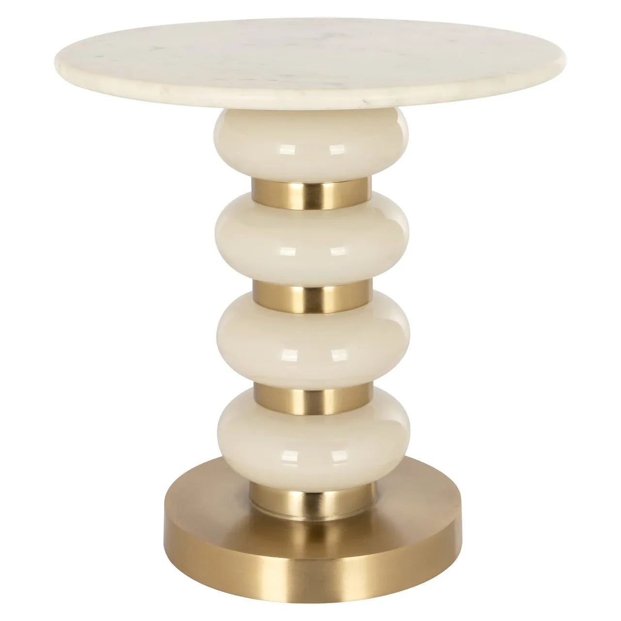 Richmond Interiors Boann White Marble & Gold Round Side Table
