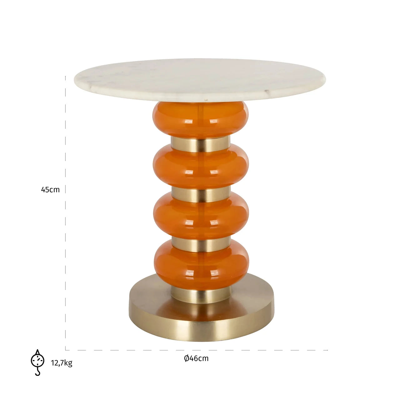 Richmond Interiors Boann Orange Glass & Gold Round Side Table