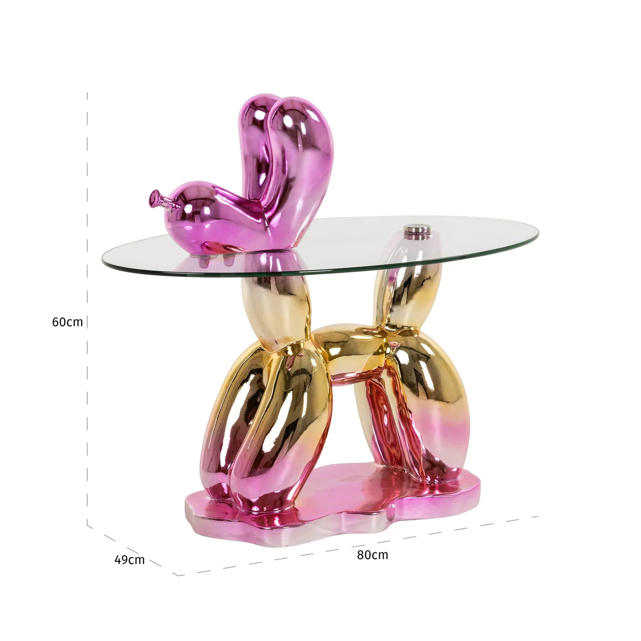 Richmond Interiors Usha Pink & Gold Balloon Dog Side Table