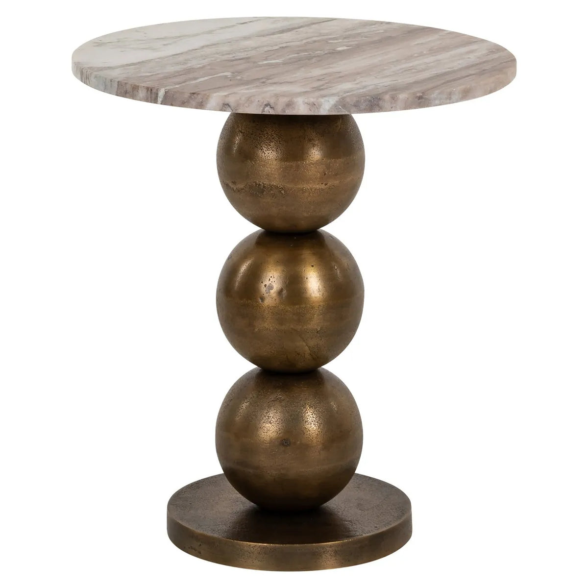 Richmond Interiors Barley Brown Marble & Gold Round Side Table