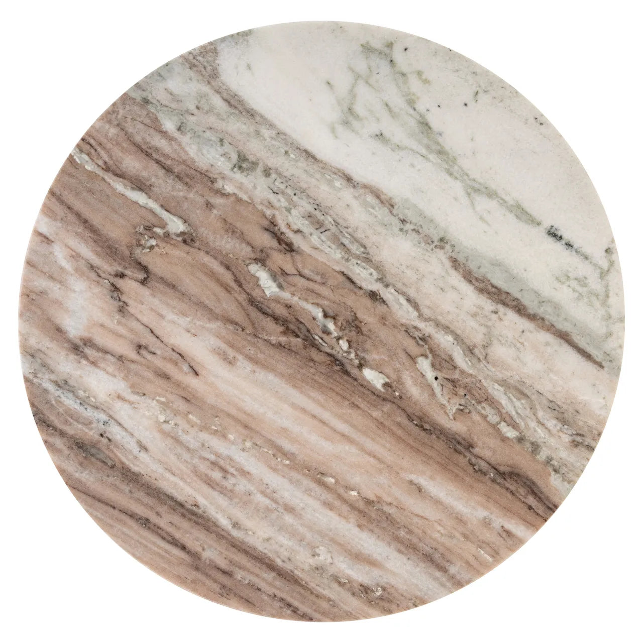 Richmond Interiors Barley Brown Marble & Gold Round Side Table