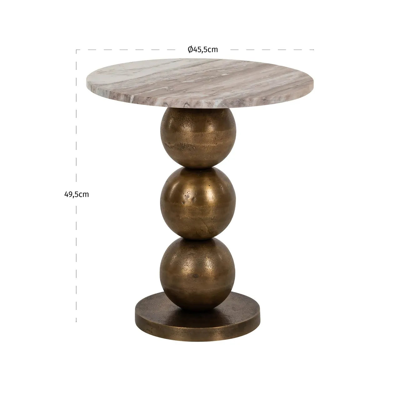 Richmond Interiors Barley Brown Marble & Gold Round Side Table