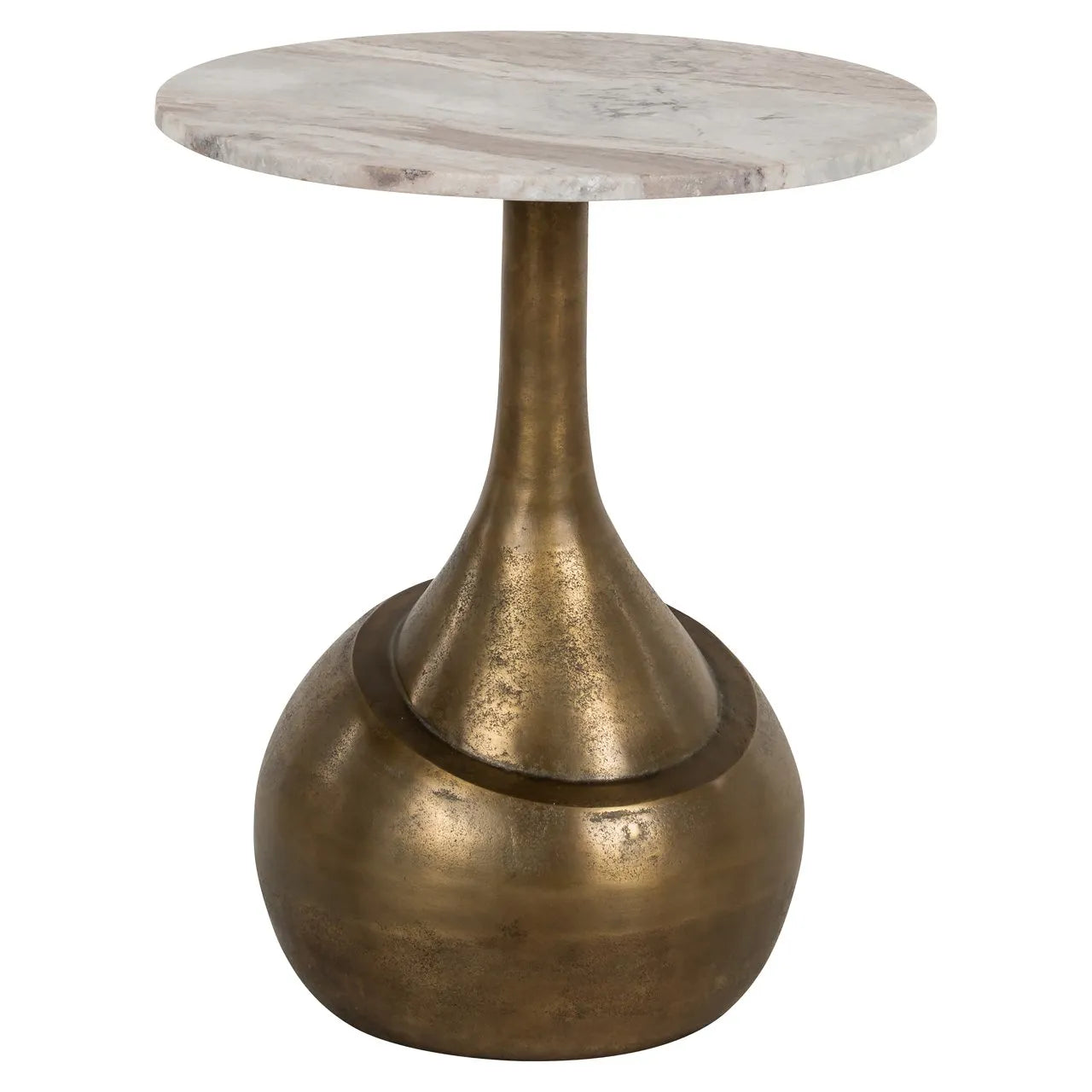 Richmond Interiors Sia Brushed Gold & Marble Round Side Table