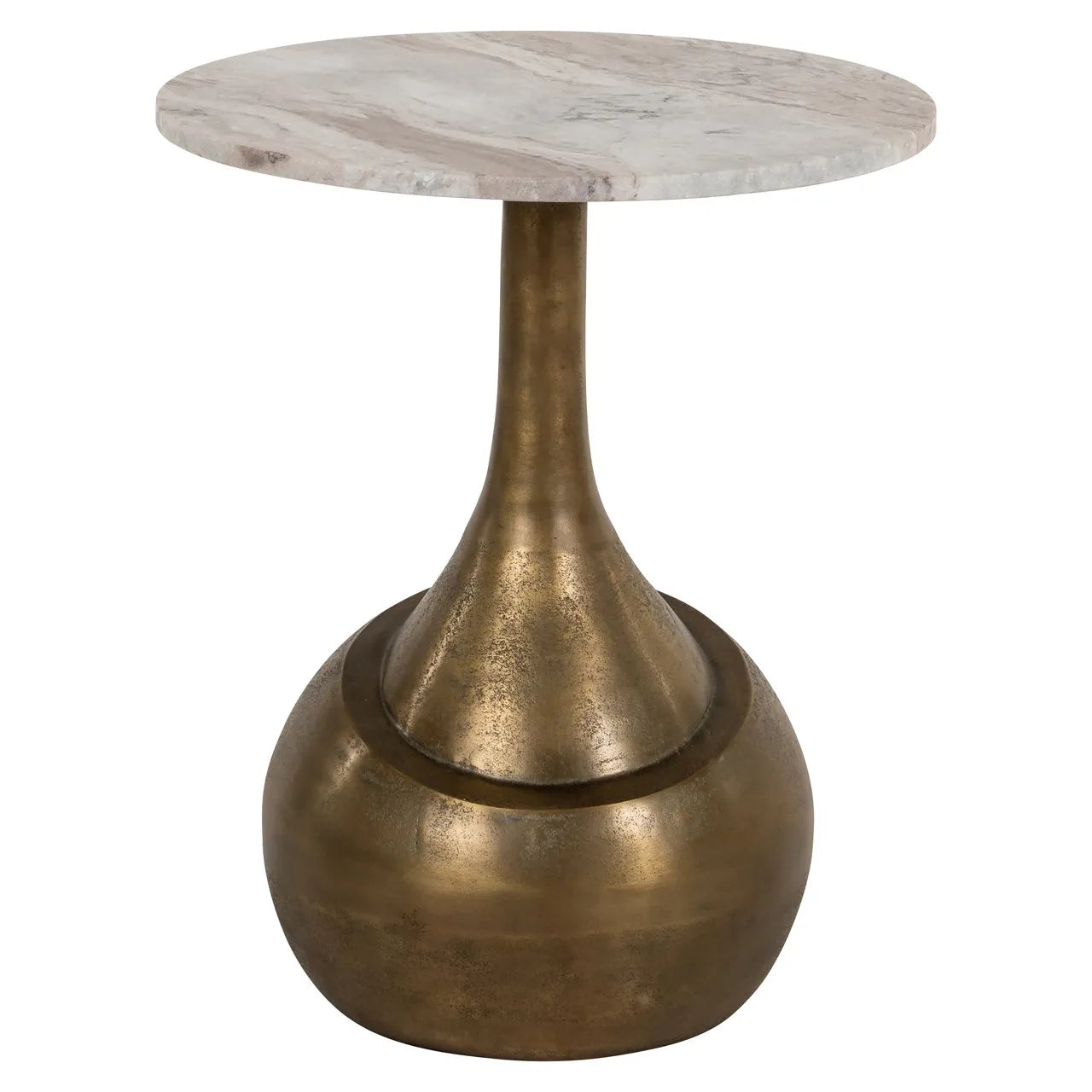 Richmond Interiors Sia Brushed Gold & Marble Round Side Table