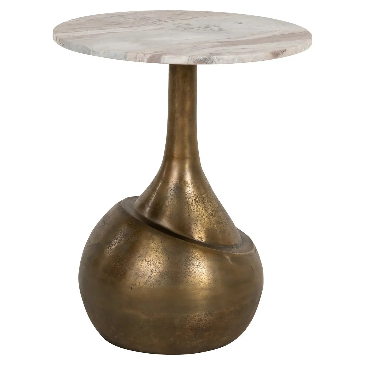 Richmond Interiors Sia Brushed Gold & Marble Round Side Table