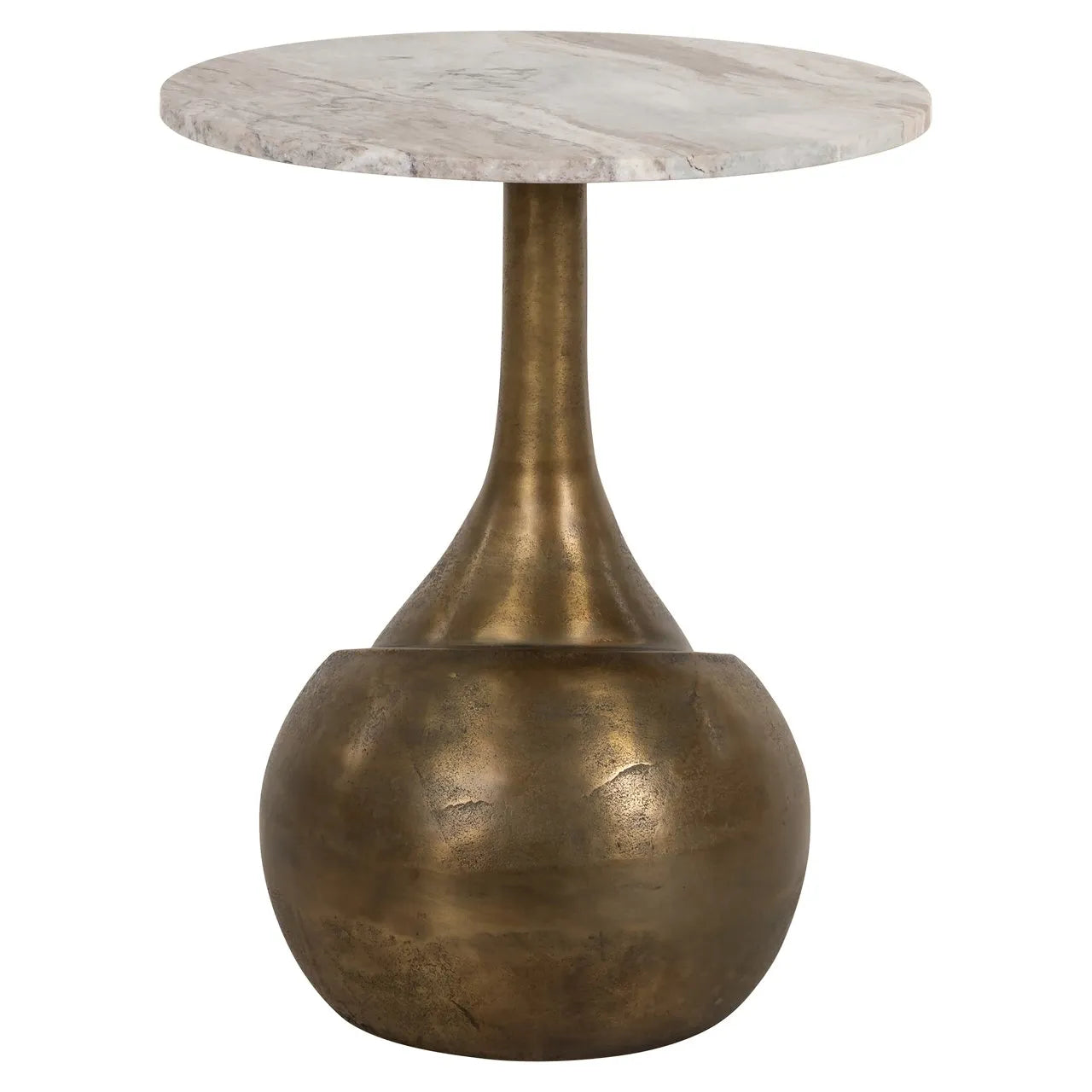 Richmond Interiors Sia Brushed Gold & Marble Round Side Table