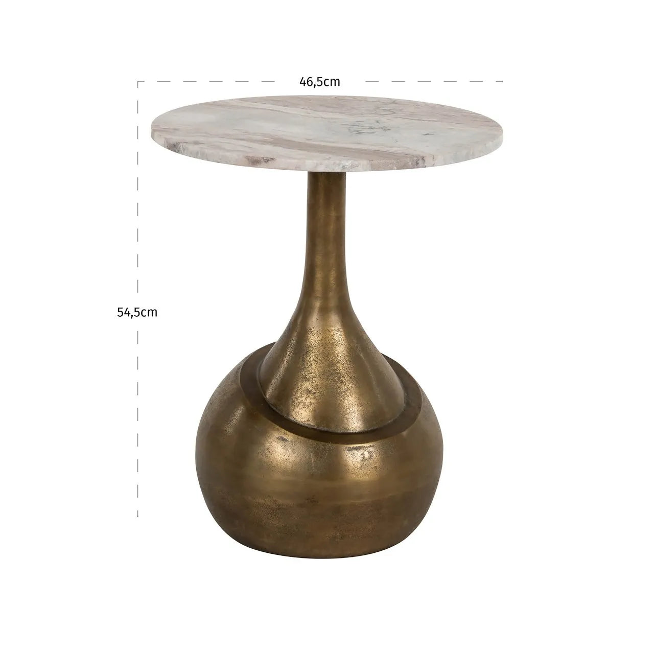 Richmond Interiors Sia Brushed Gold & Marble Round Side Table