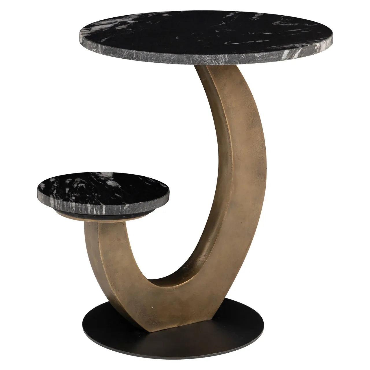Richmond Interiors Tibby Gold & Black Marble Side Table