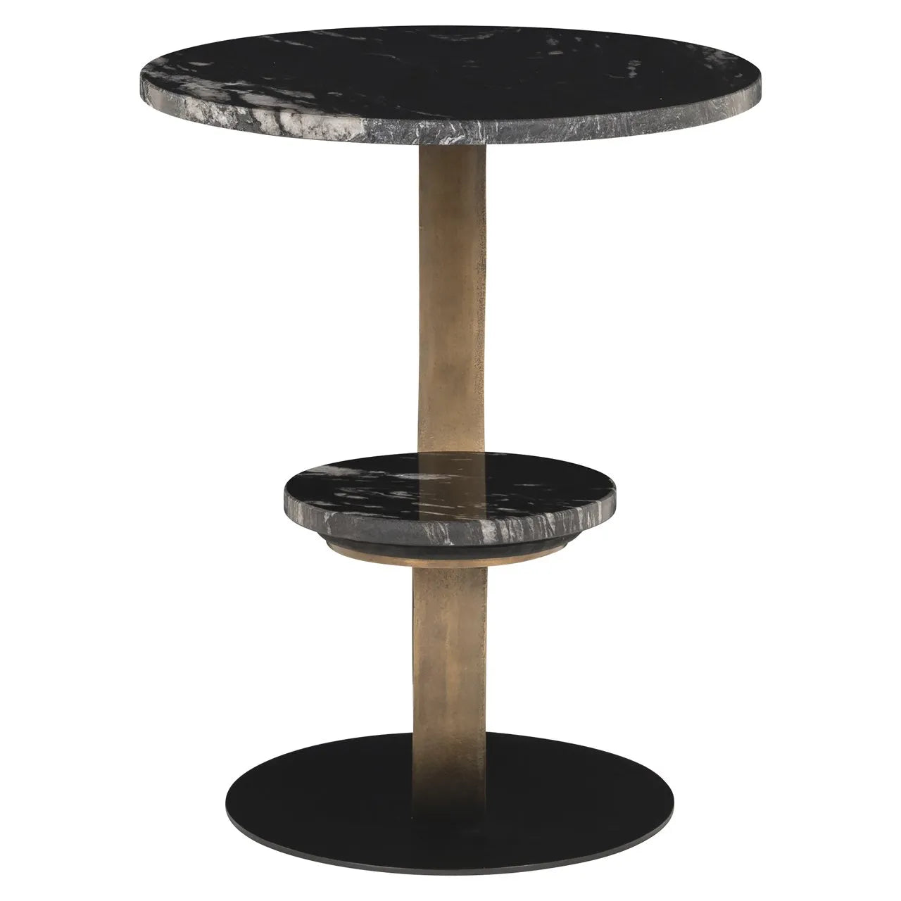 Richmond Interiors Tibby Gold & Black Marble Side Table