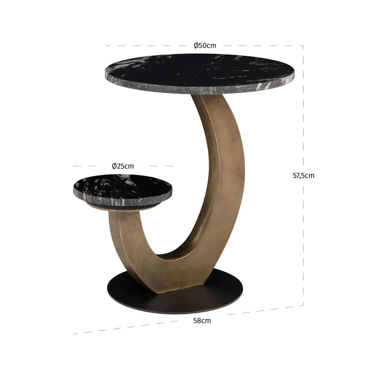 Richmond Interiors Tibby Gold & Black Marble Side Table