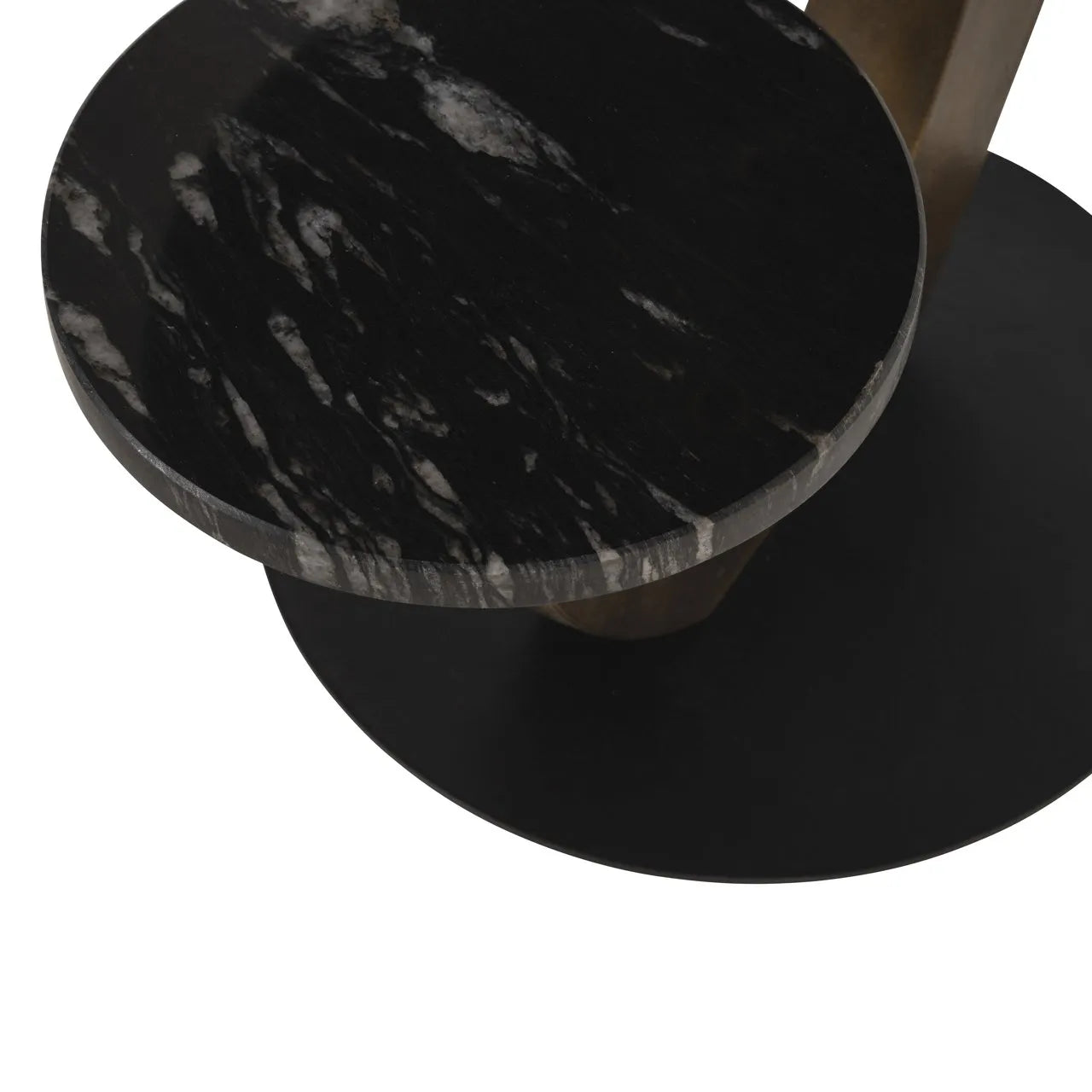 Richmond Interiors Tibby Gold & Black Marble Side Table