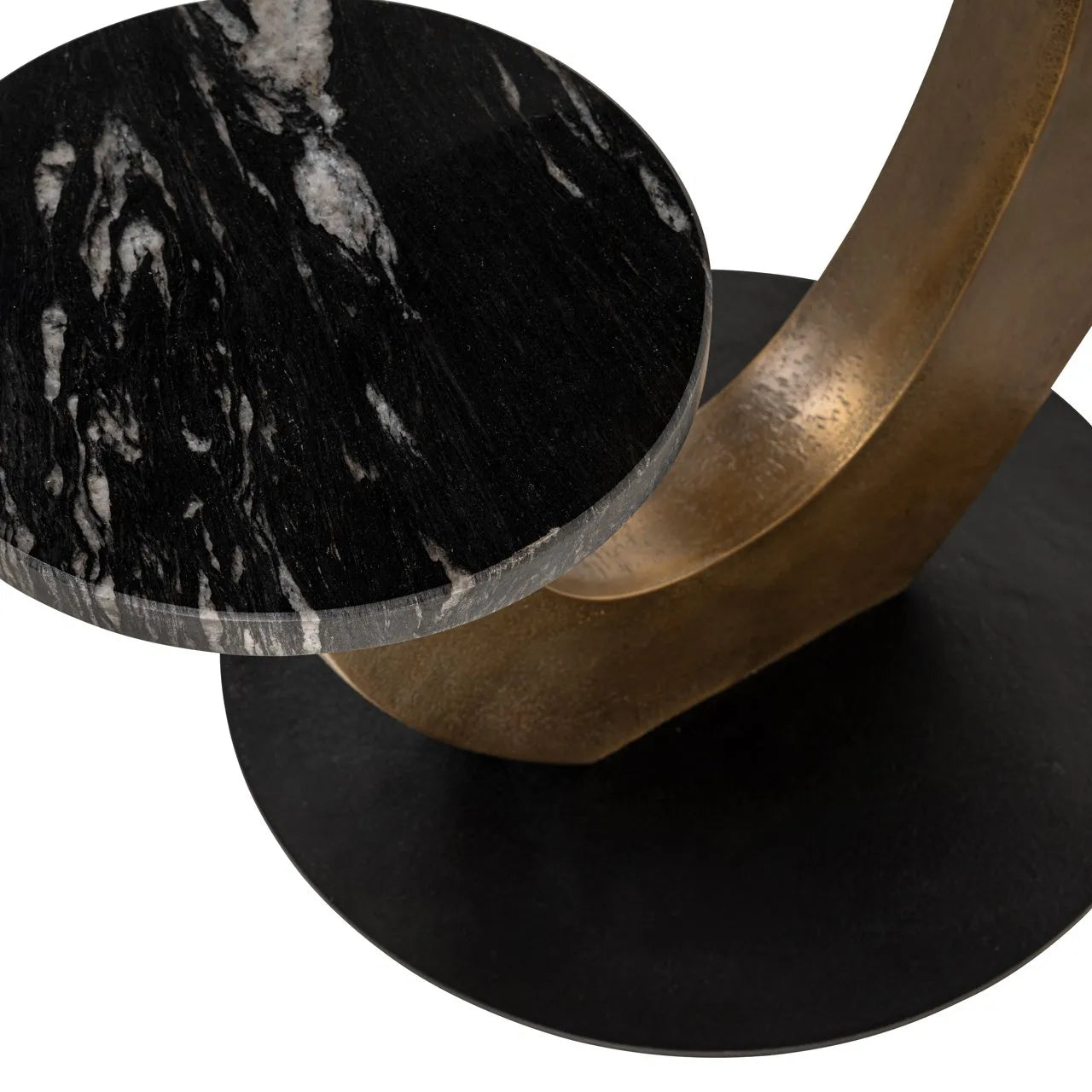 Richmond Interiors Tibby Gold & Black Marble Side Table