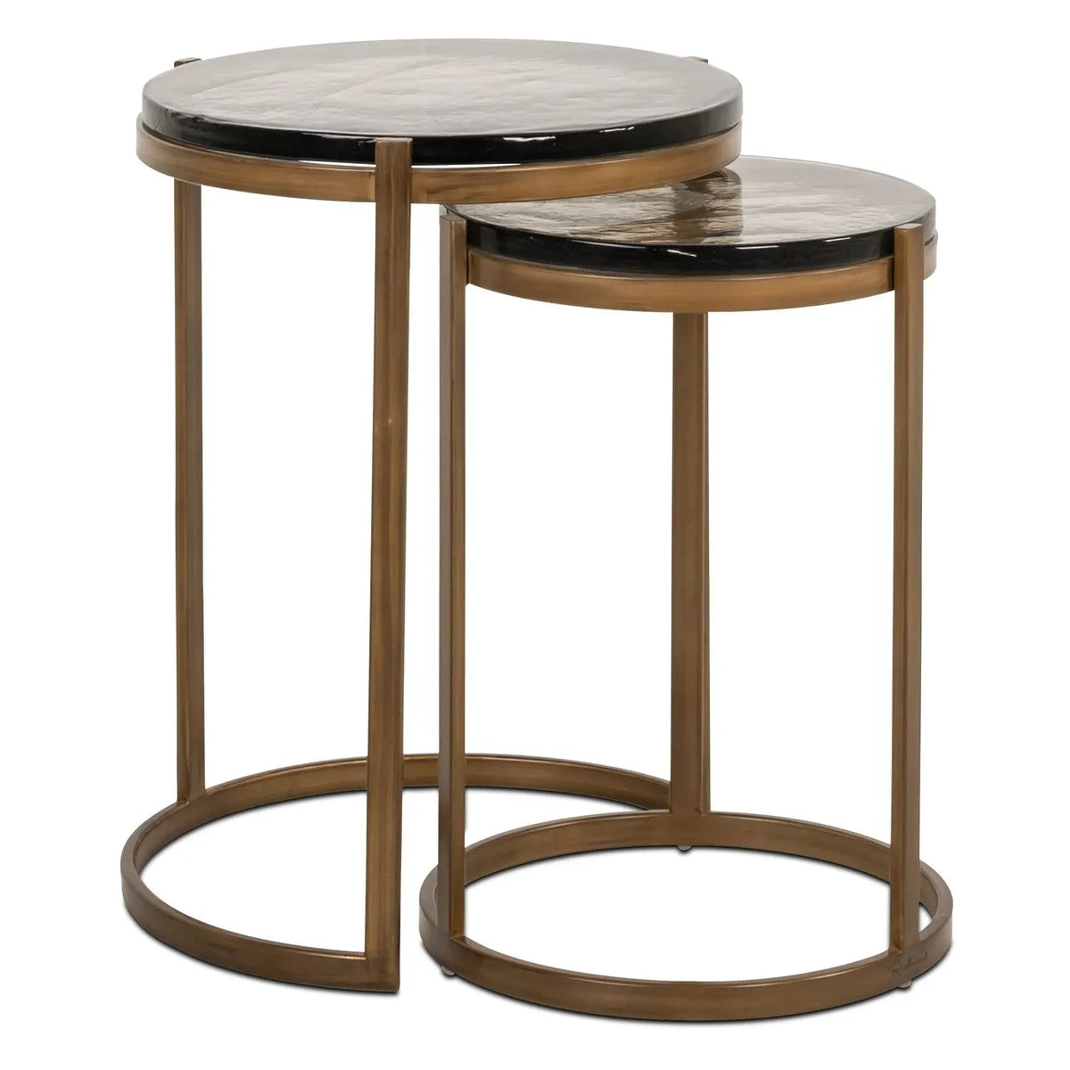 Richmond Interiors Cleo Gold Glass Side Tables Nest | Set Of 2