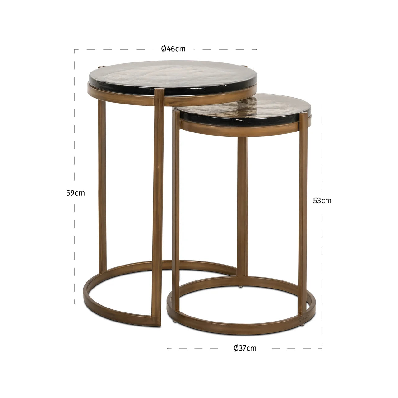 Richmond Interiors Cleo Gold Glass Side Tables Nest | Set Of 2