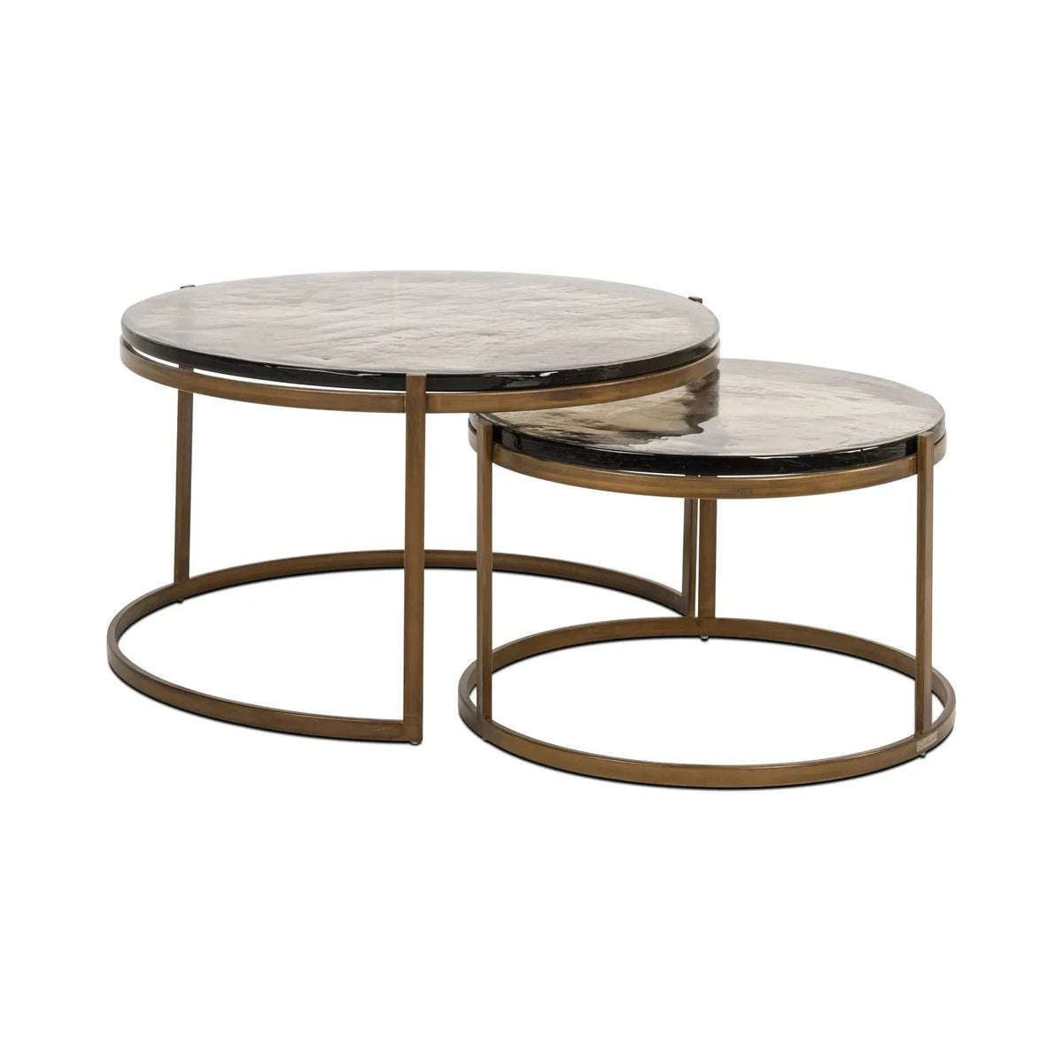 Richmond Interiors Cleo Gold Glass Coffee Table Nest | Set Of 2