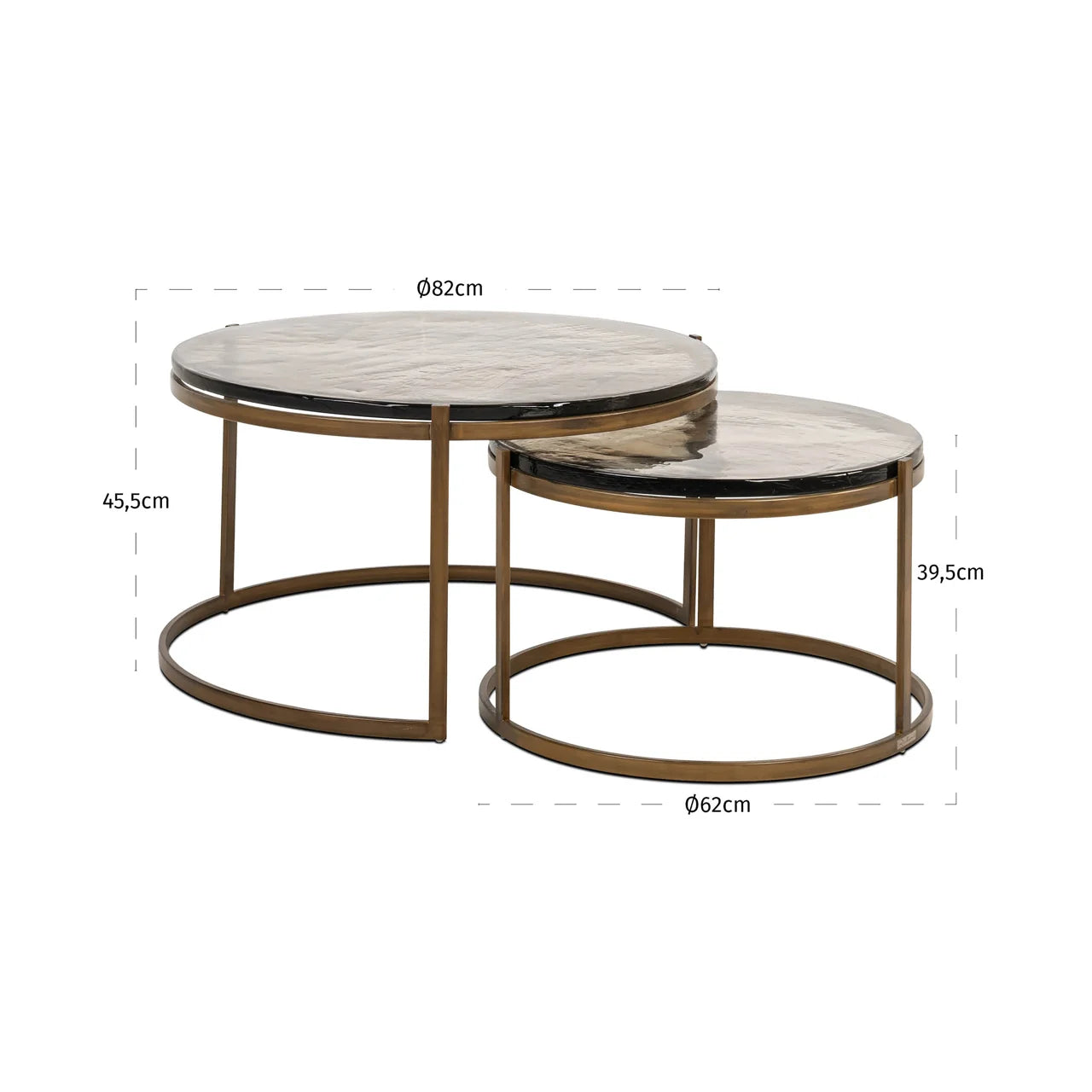 Richmond Interiors Cleo Gold Glass Coffee Table Nest | Set Of 2