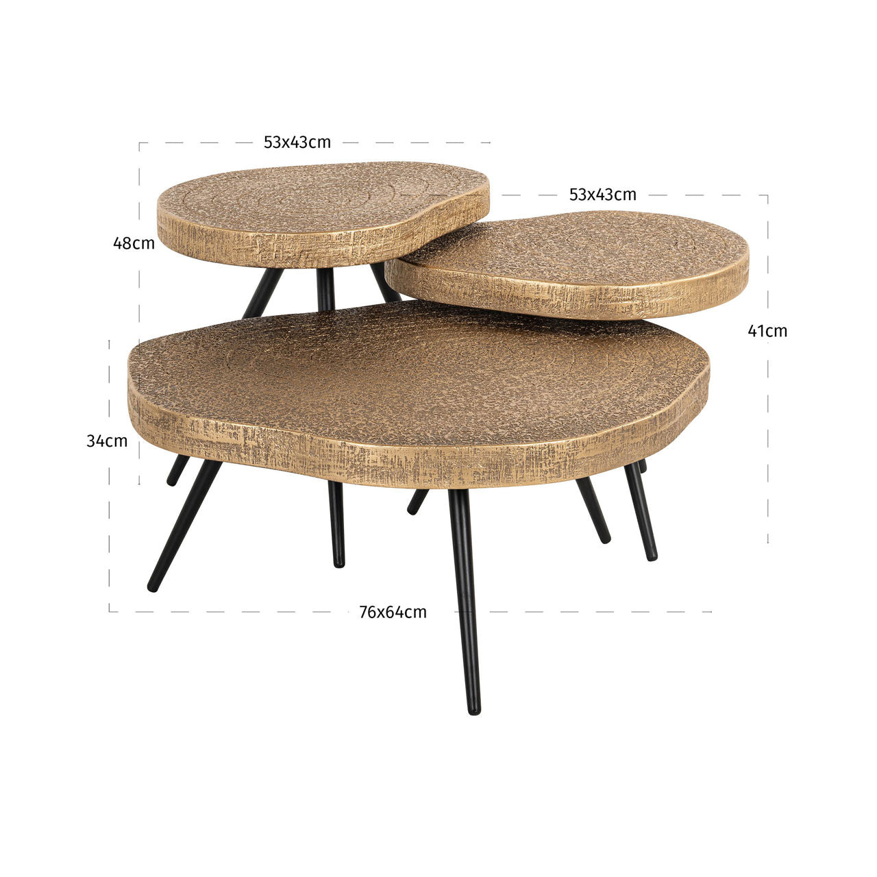 Coffee table Symba bronze (Set of 3)