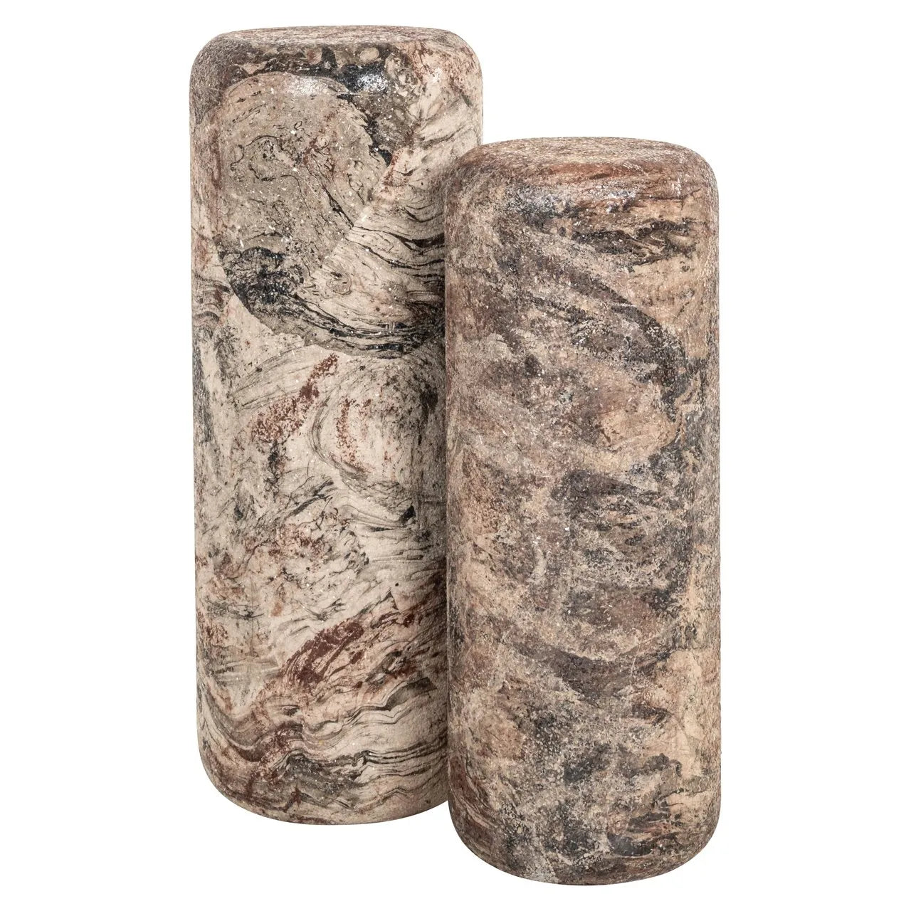 Richmond Interiors Mayah Brown Marble Column Side Table