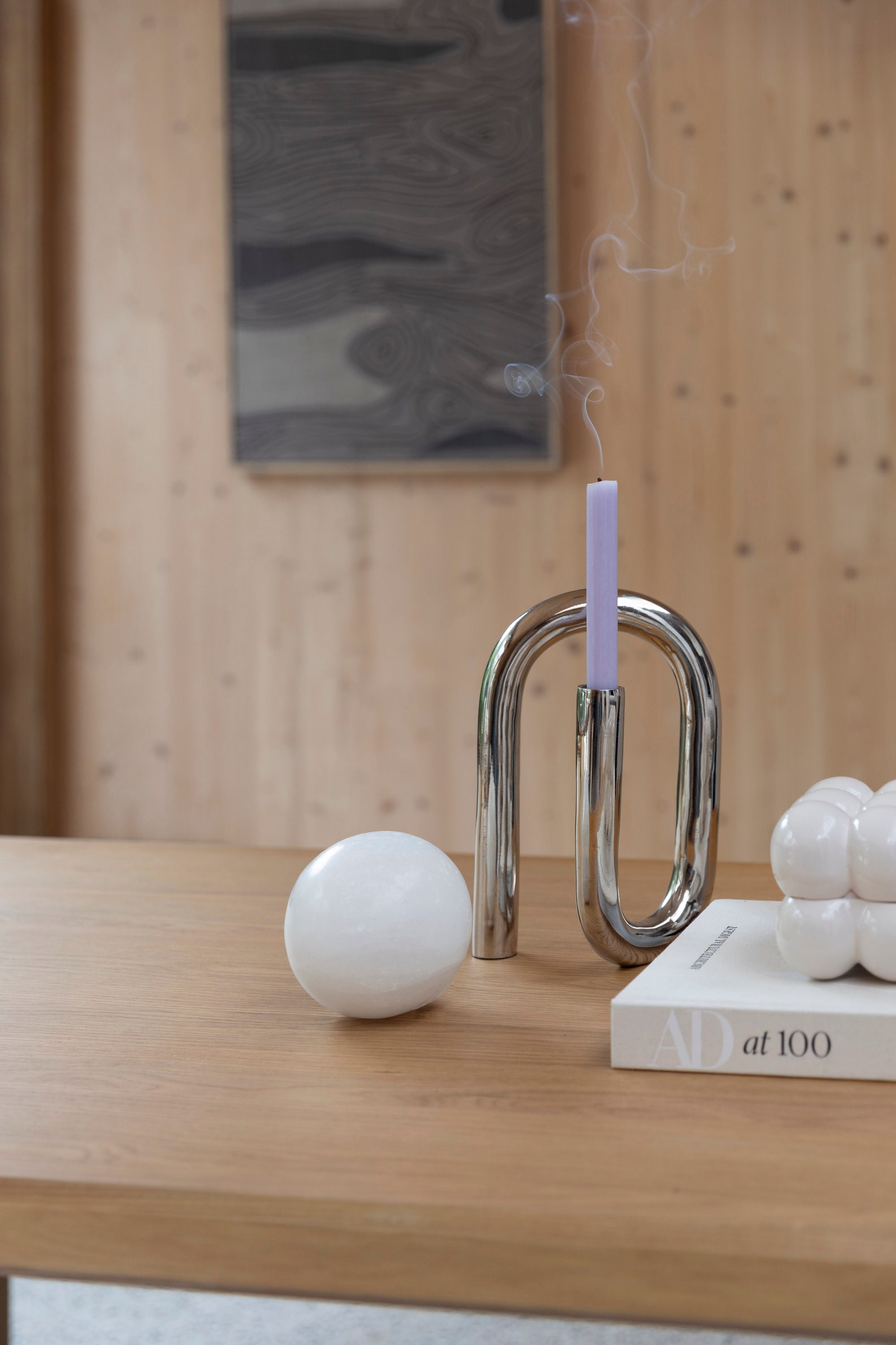 Zuiver Tubo Curly Shiny Silver Candle Holder Large