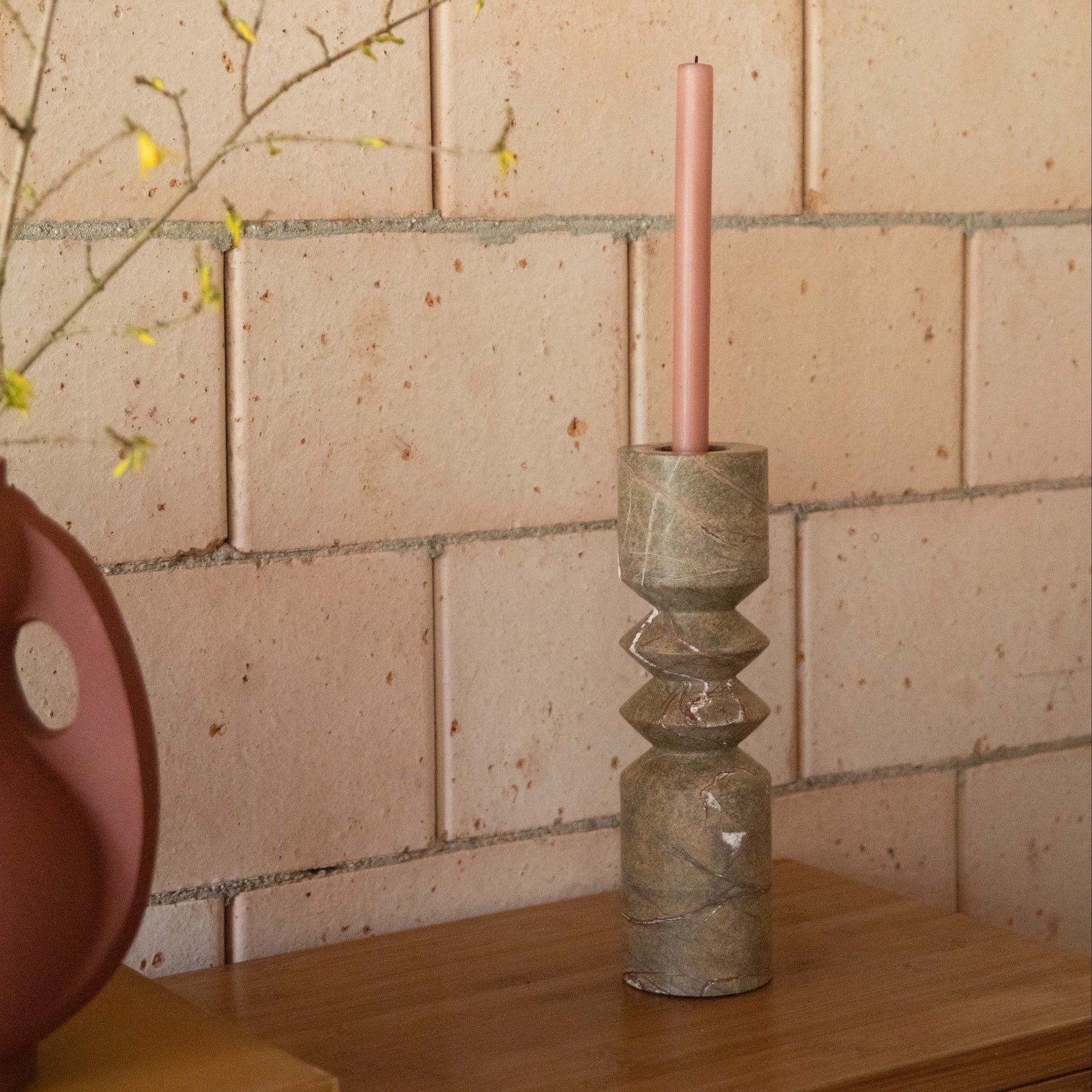 Dutchbone Satpura Brown Marble Candle Holder