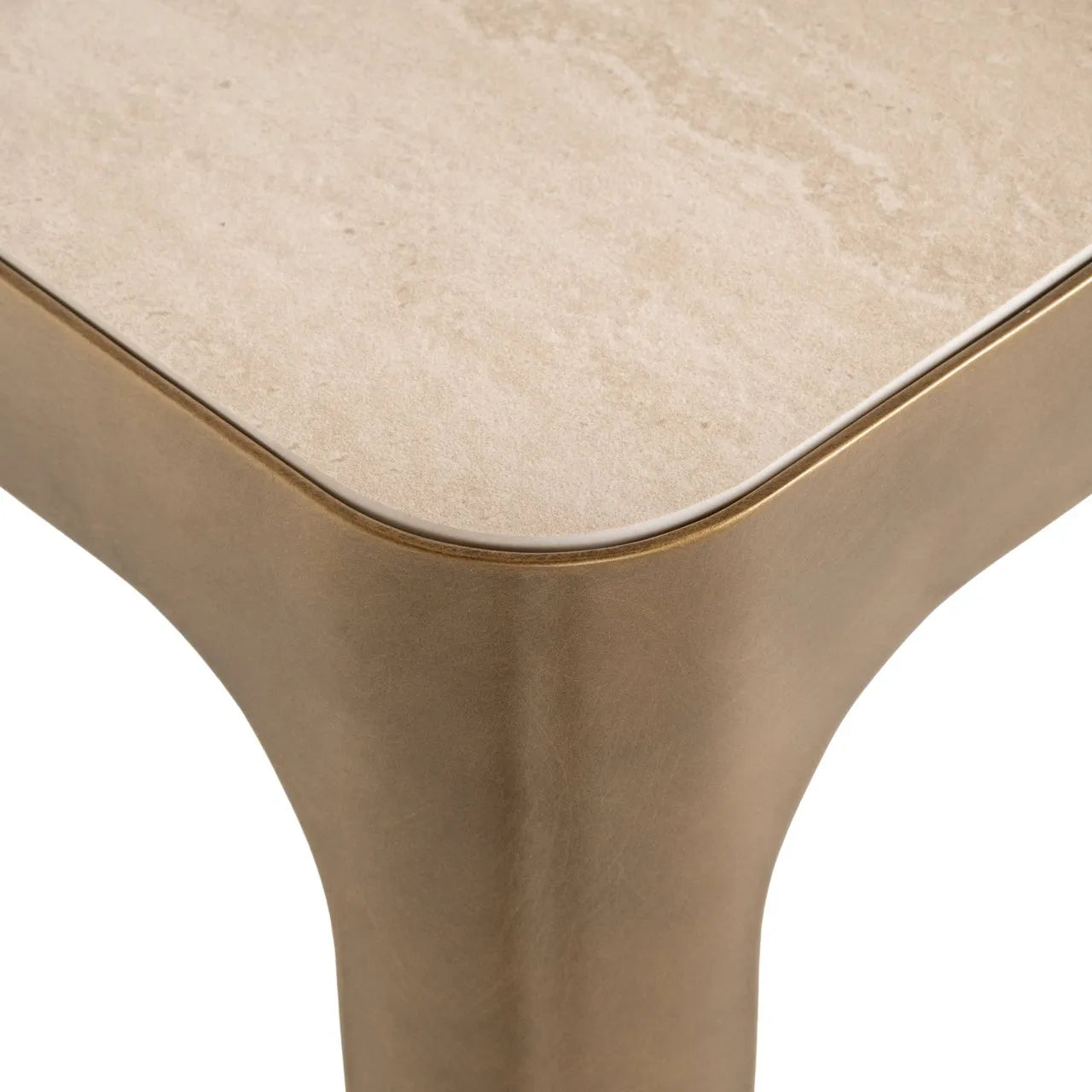 Richmond Interiors Claridge Gold & Travertine Column Side Table