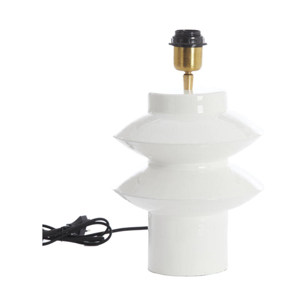 Petch Gloss White Metal Geometric Table Lamp Base 26cm