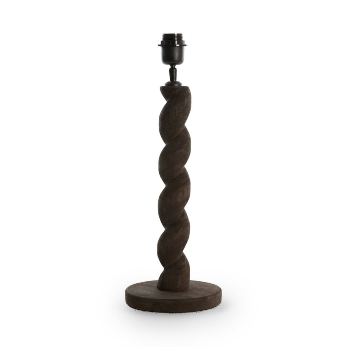 Nanno Matt Grey/Brown Wood Twisted Table Lamp Base