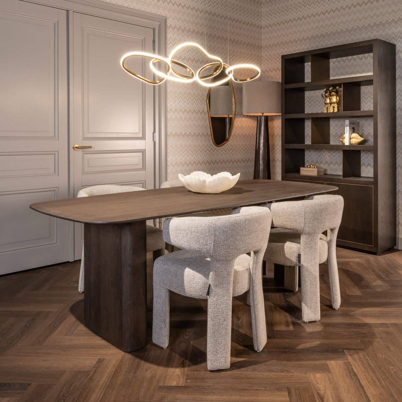 Richmond Interiors Castello Smoked Brown Oak Wood Dining Table 230cm