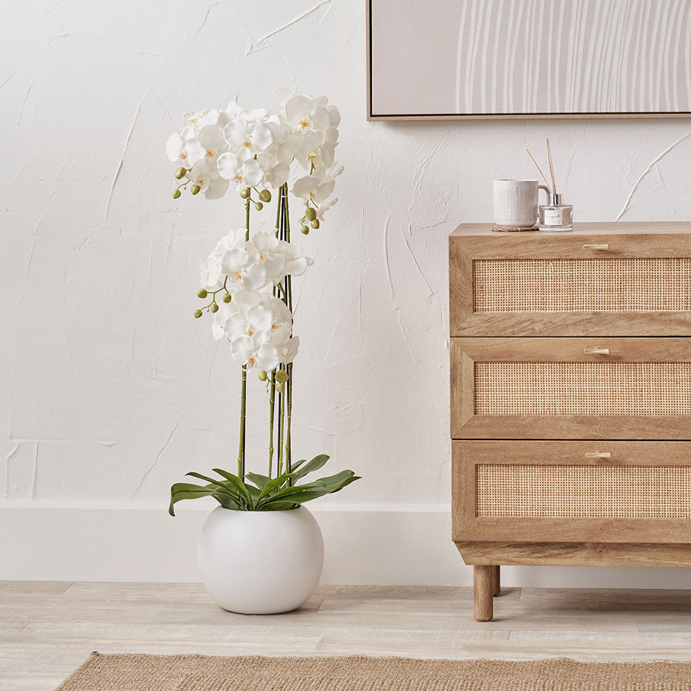 Artificial Tall White Orchid in Pot