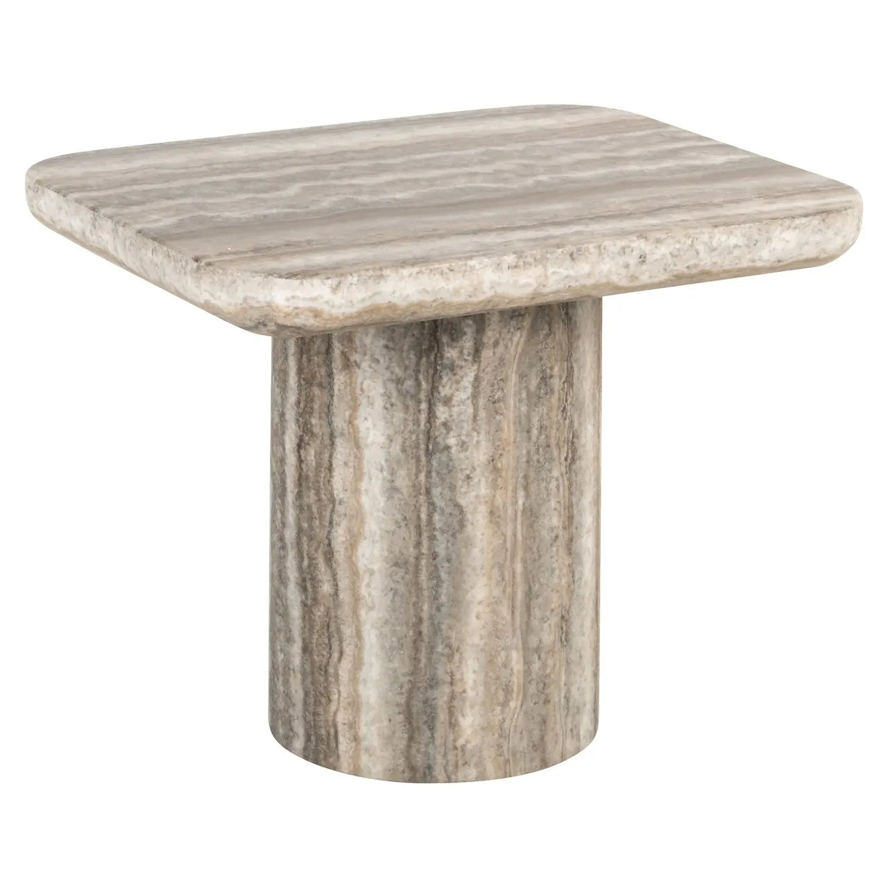 Richmond Interiors Denizly Grey Faux Travertine Square Side Table