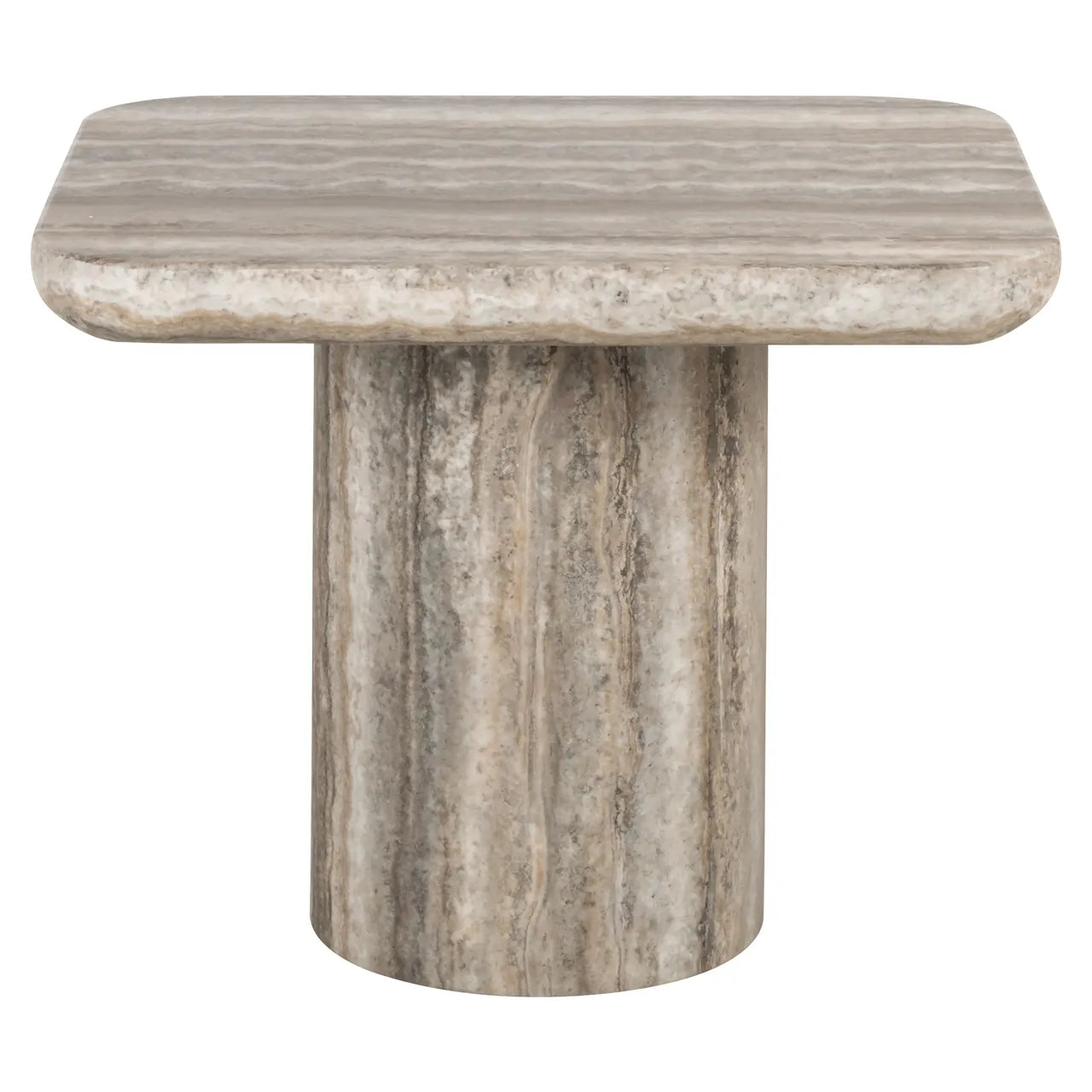 Richmond Interiors Denizly Grey Faux Travertine Square Side Table