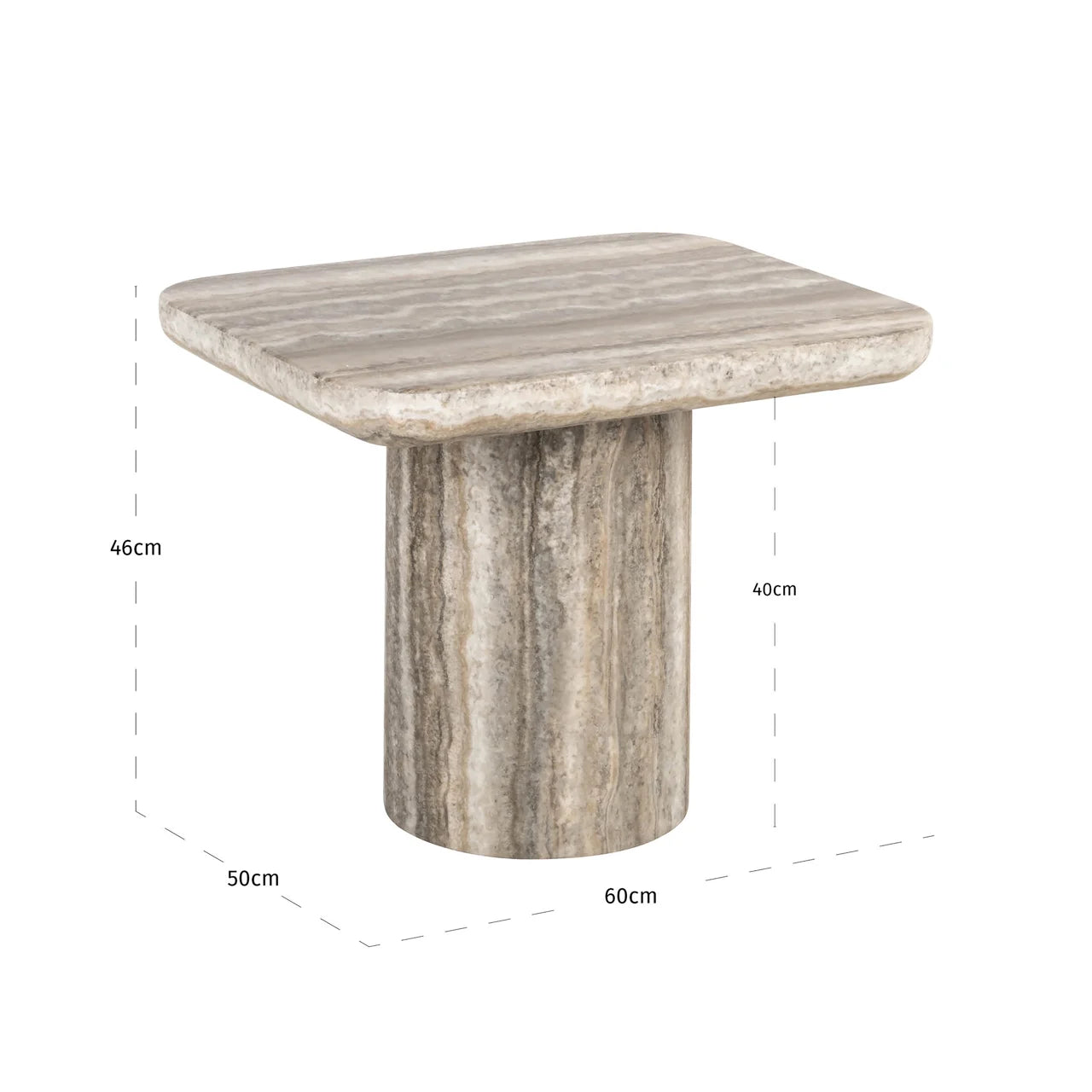 Richmond Interiors Denizly Grey Faux Travertine Square Side Table