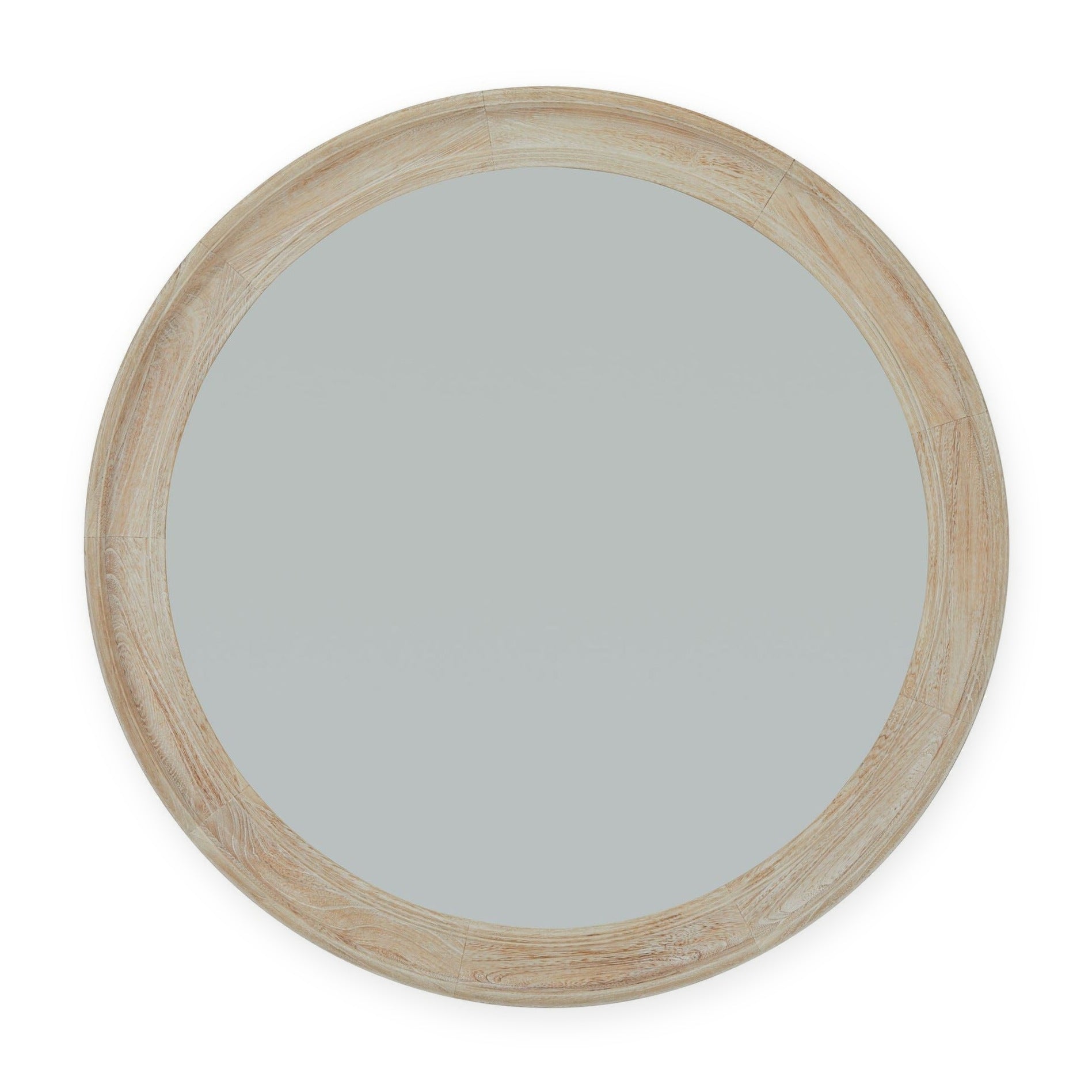 Washed Wood Round Framed Wall Mirror 120cm