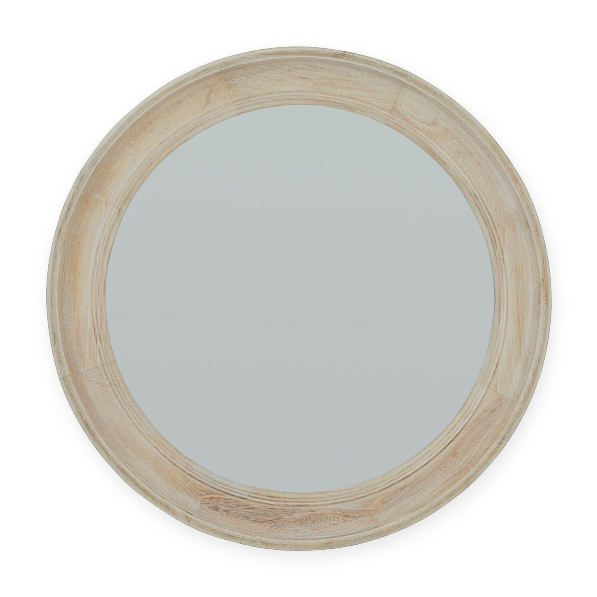 Washed Wood Round Framed Wall Mirror 90cm