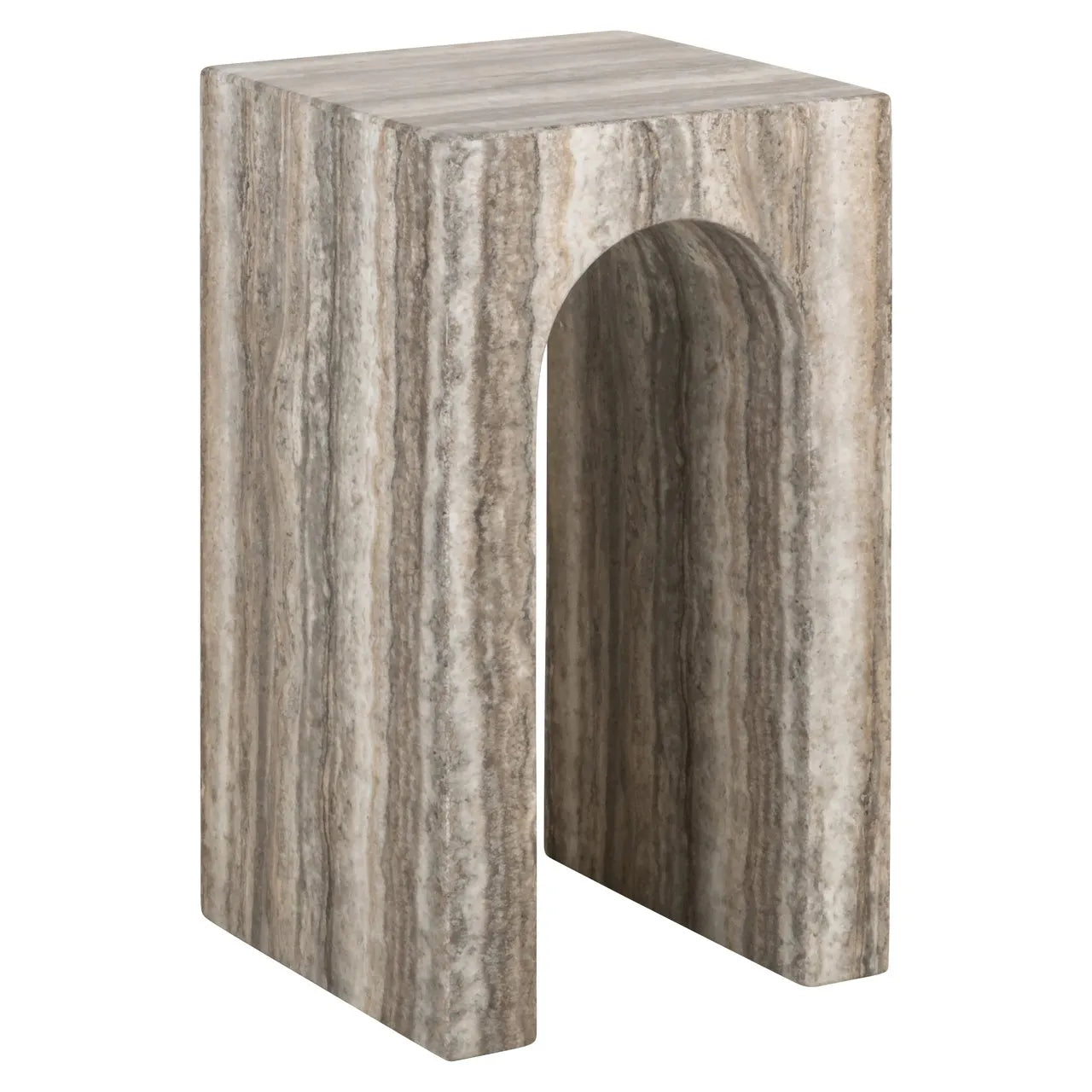 Richmond Interiors Dulce Grey Faux Travertine Side Table