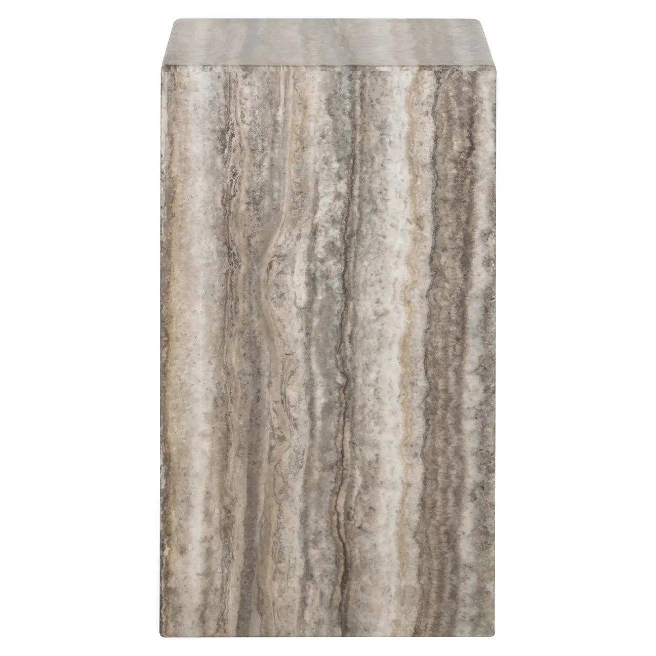 Richmond Interiors Dulce Grey Faux Travertine Side Table