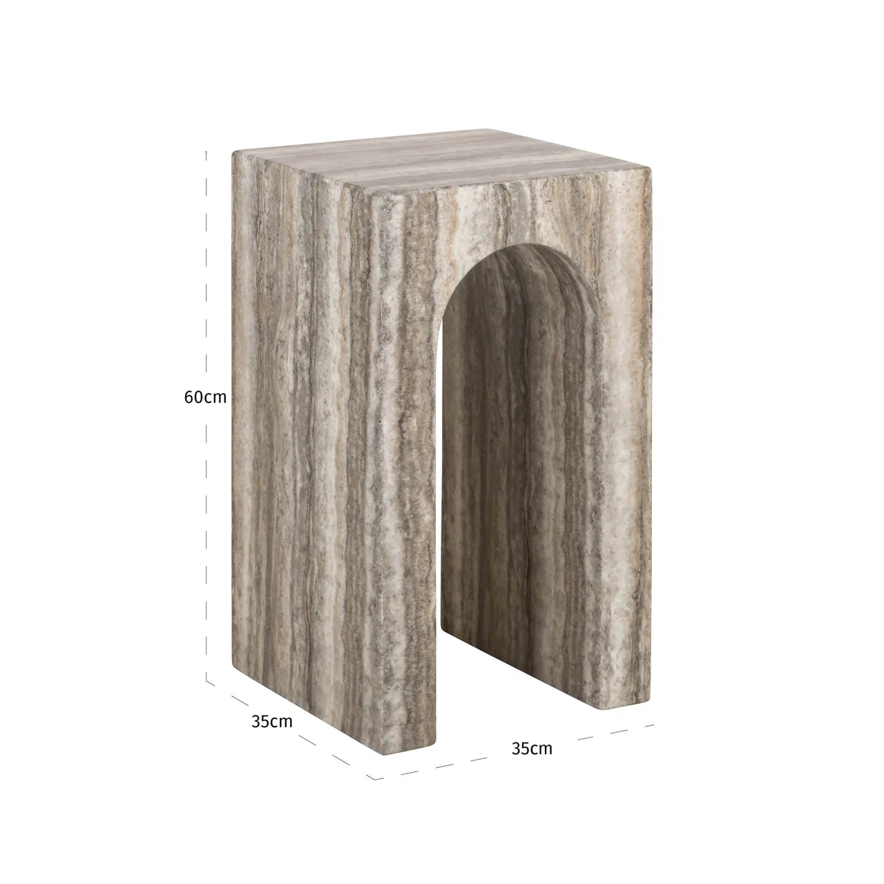 Richmond Interiors Dulce Grey Faux Travertine Side Table