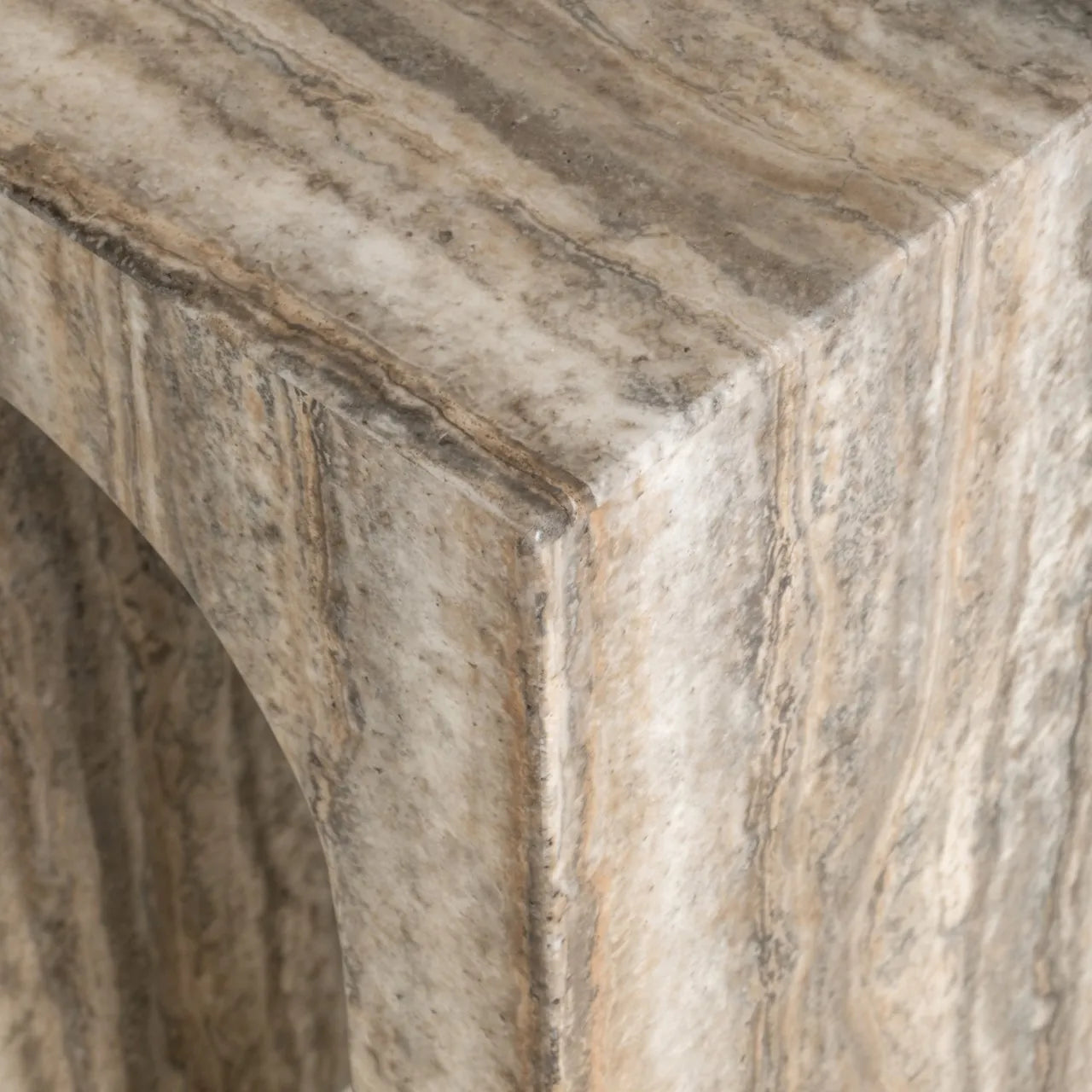 Richmond Interiors Dulce Grey Faux Travertine Side Table