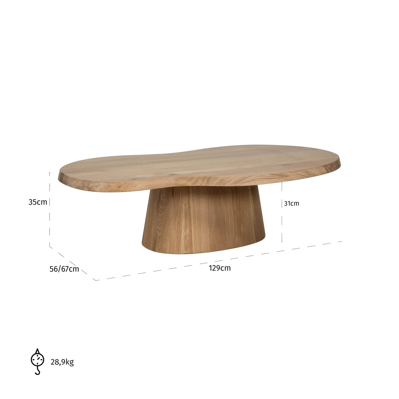 Richmond Interiors Riva Carved Natural Oak Wood Abstract Coffee Table