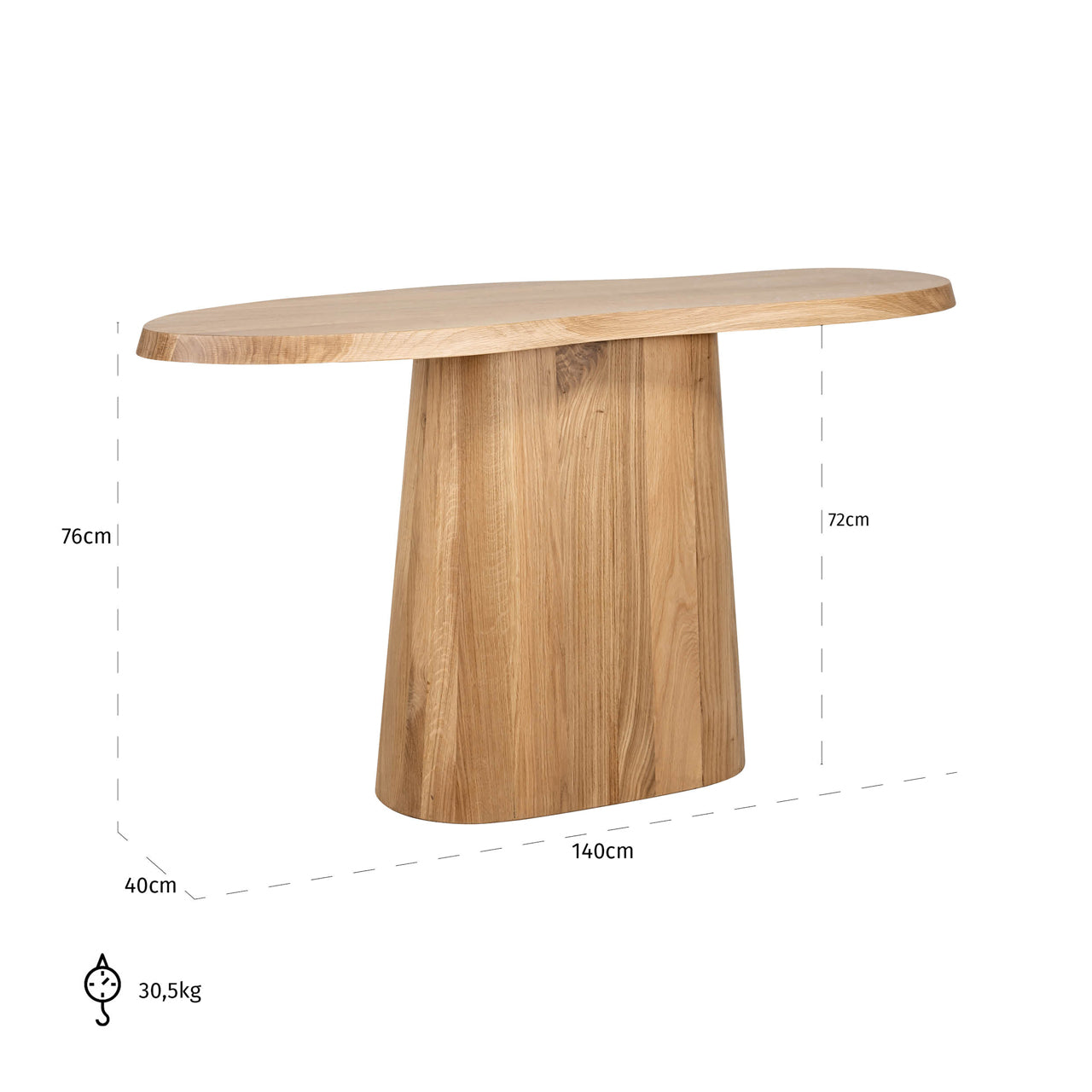 Richmond Interiors Riva Carved Natural Oak Wood Abstract Console Table