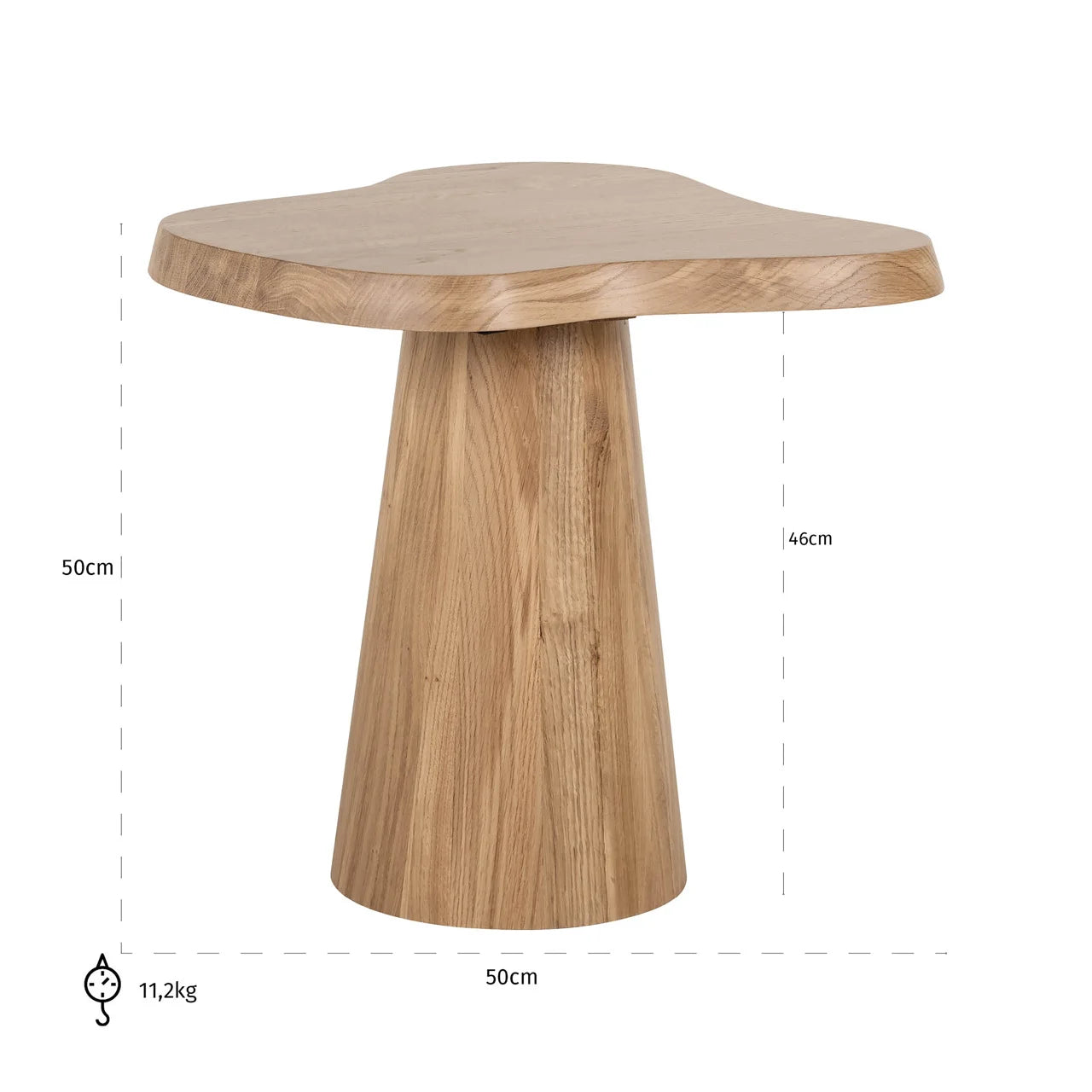 Richmond Interiors Riva Carved Natural Oak Wood Abstract Side Table