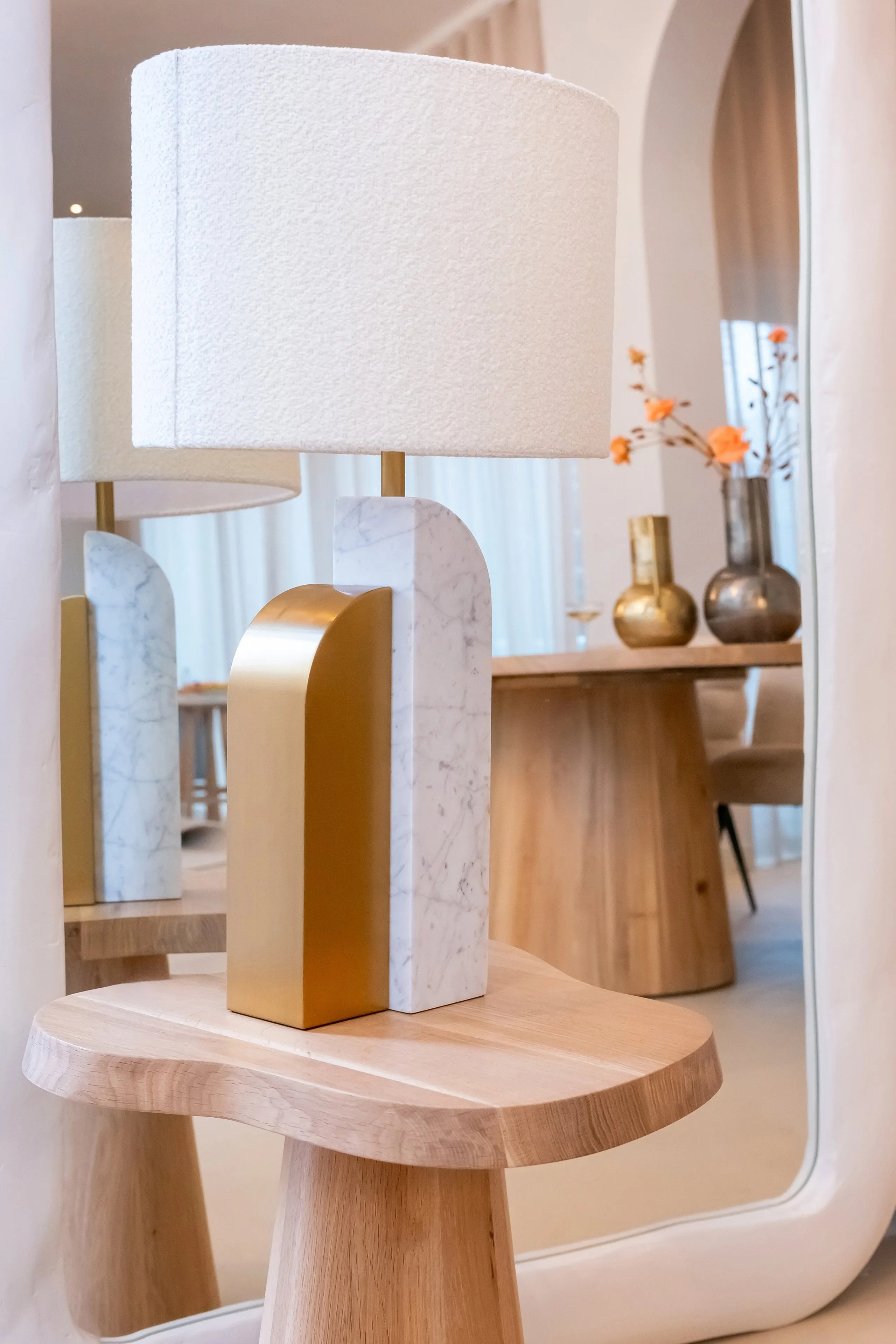 Richmond Interiors Liliana White Marble & Gold Table Lamp