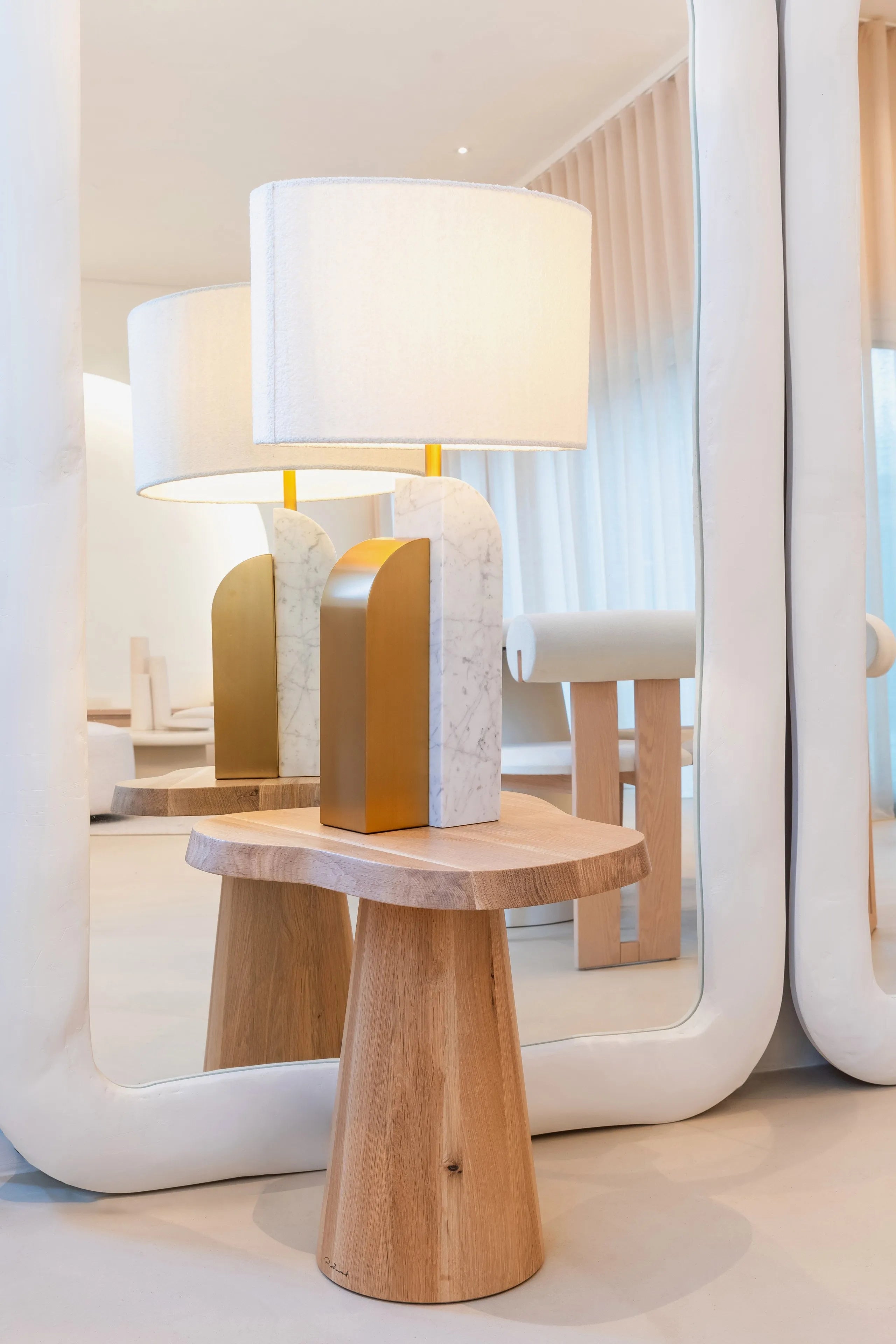 Richmond Interiors Liliana White Marble & Gold Table Lamp