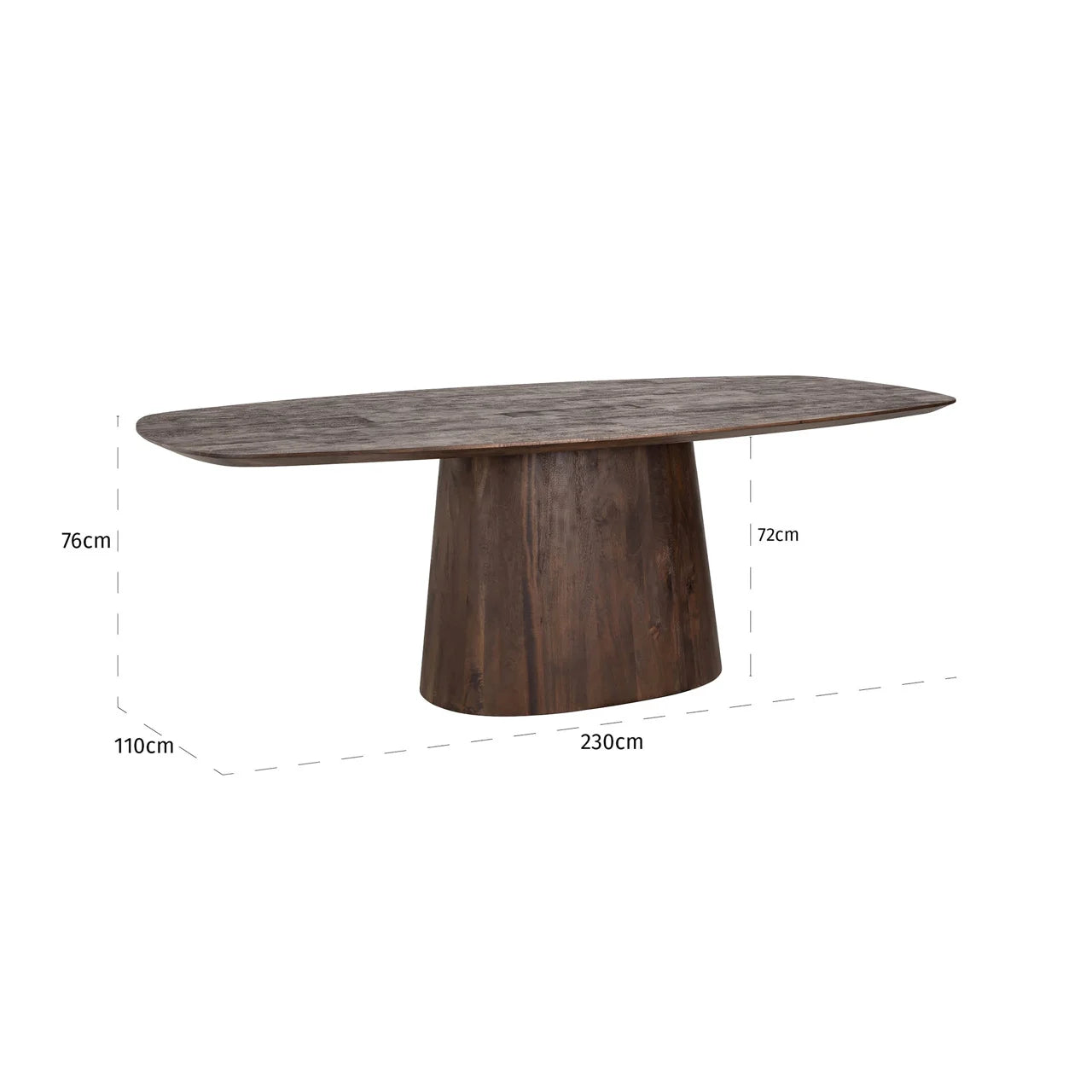 Richmond Interiors Alix Danish Dark Brown Mango Wood Oval Dining Table | 8 Seater