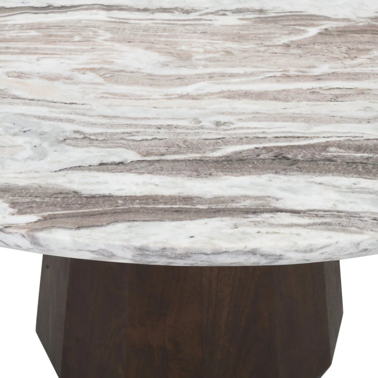Richmond Interiors Oberoy Brown Marble Round Dining Table 130cm