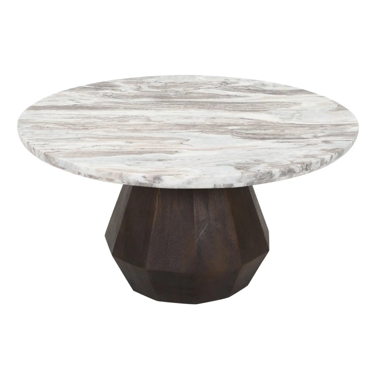 Richmond Interiors Oberoy Brown Marble Round Coffee Table 80cm