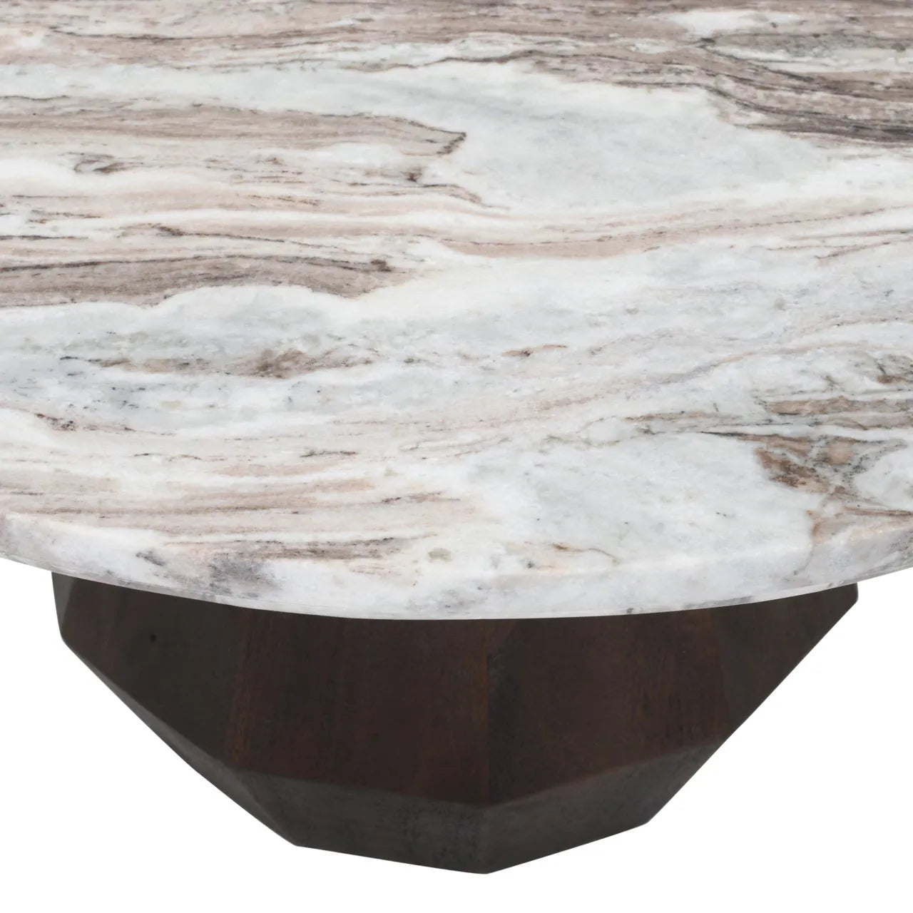 Richmond Interiors Oberoy Brown Marble Round Coffee Table 80cm