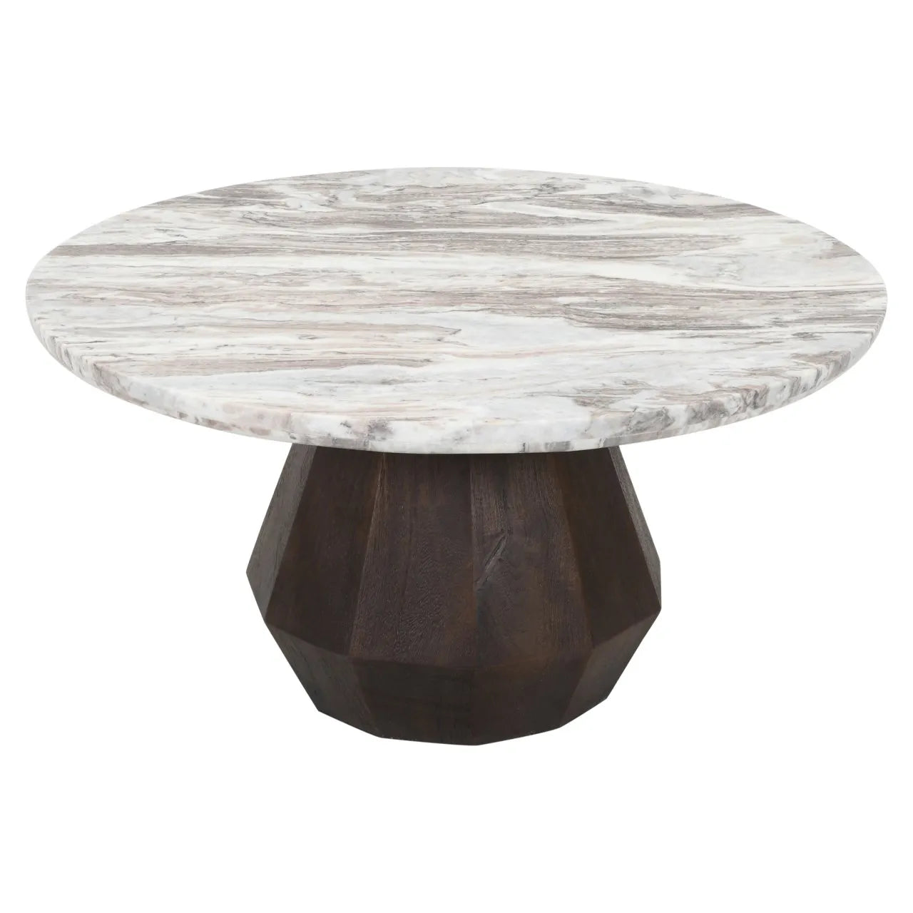 Richmond Interiors Oberoy Brown Marble Round Coffee Table 80cm