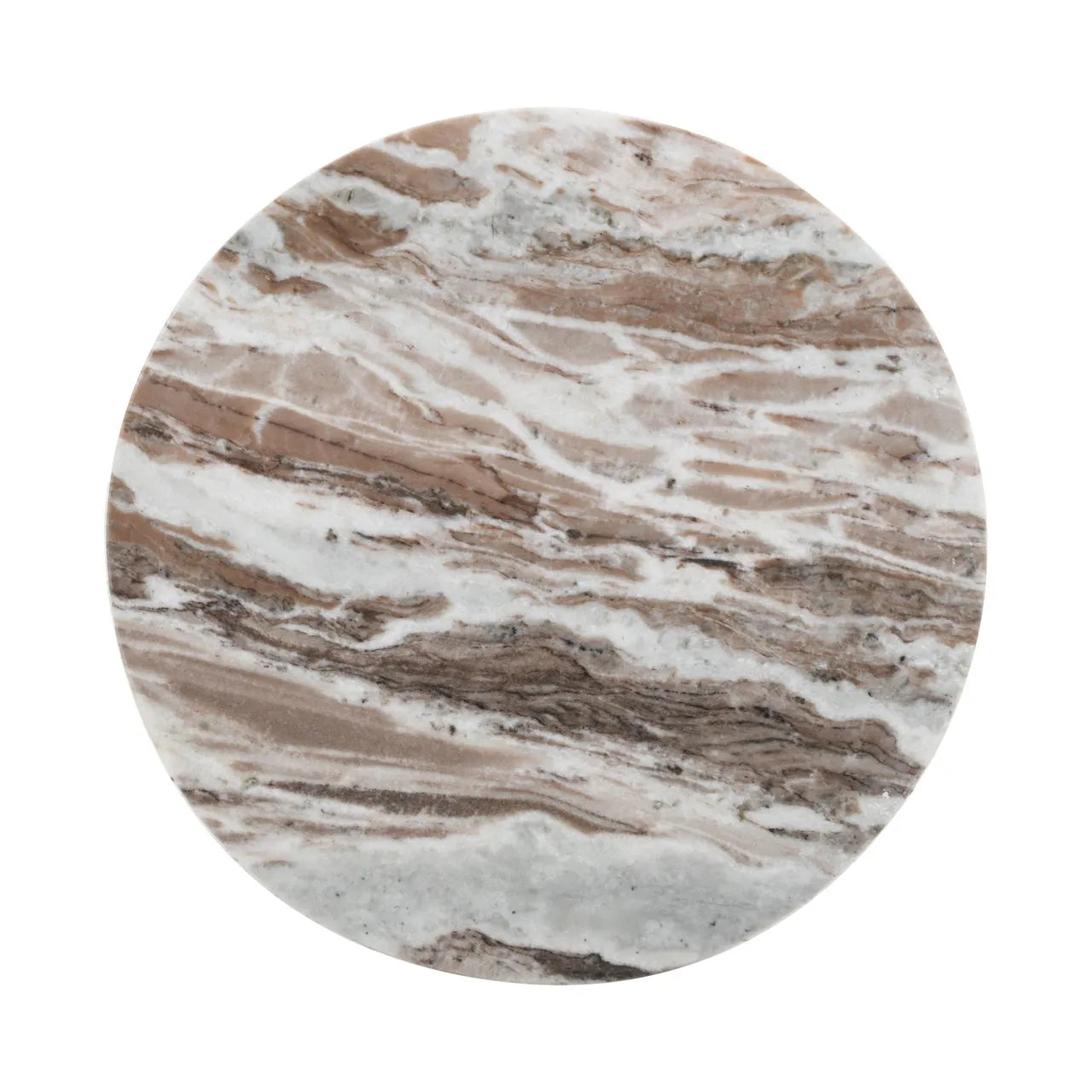 Richmond Interiors Oberoy Brown Marble Round Side Table