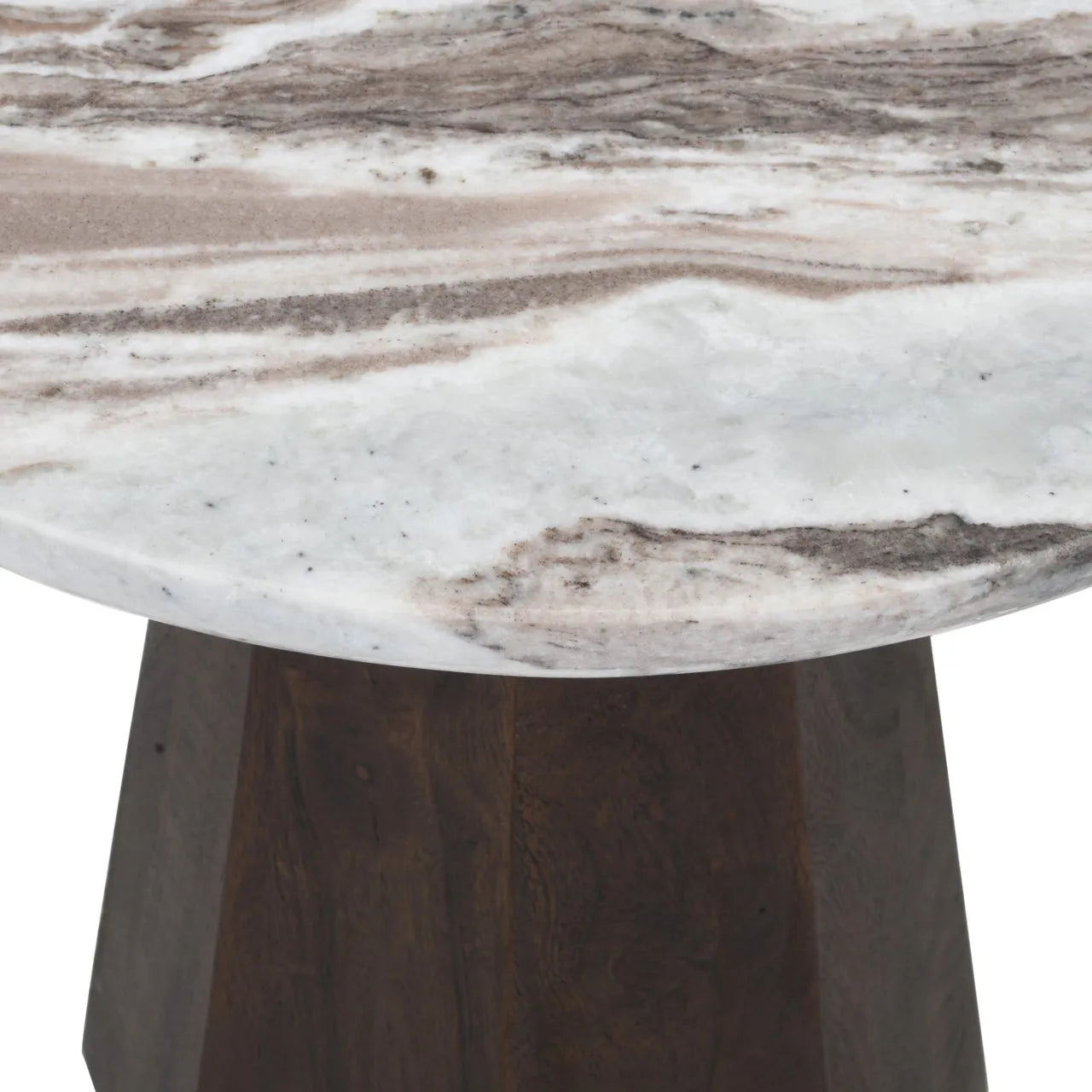 Richmond Interiors Oberoy Brown Marble Round Side Table